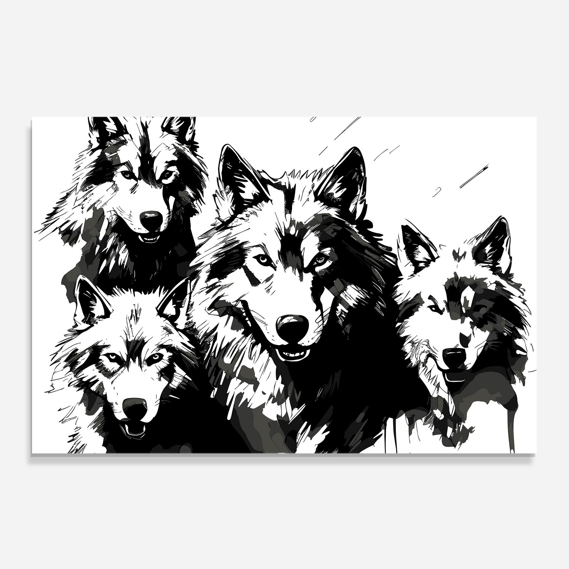 Küchenrückwand Glas Wolf Family mockup 0