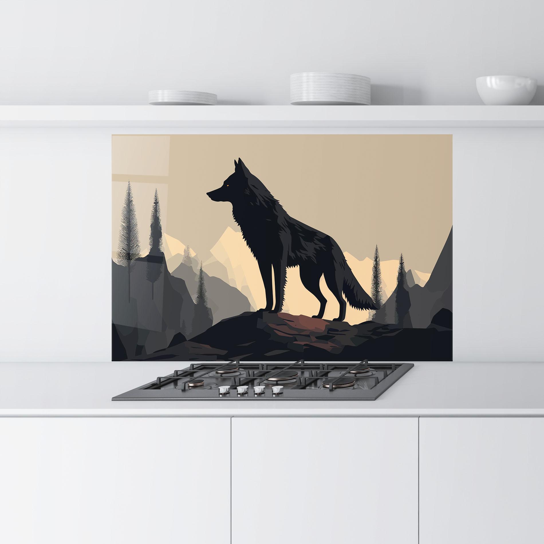Küchenrückwand Glas Black Wolf mockup 9