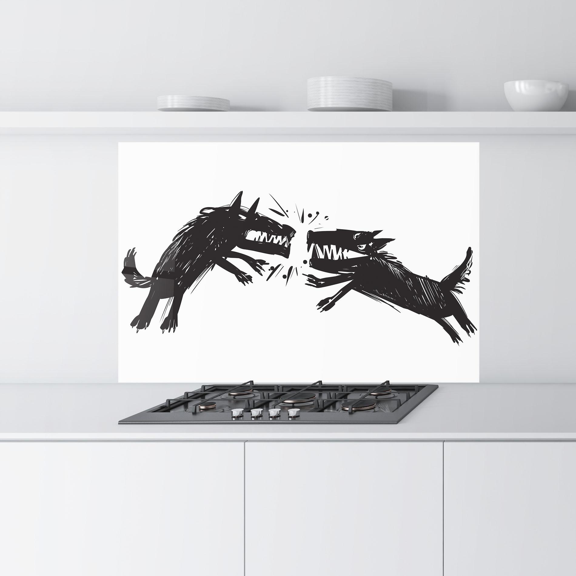 Küchenrückwand Glas Black Wolves mockup 9