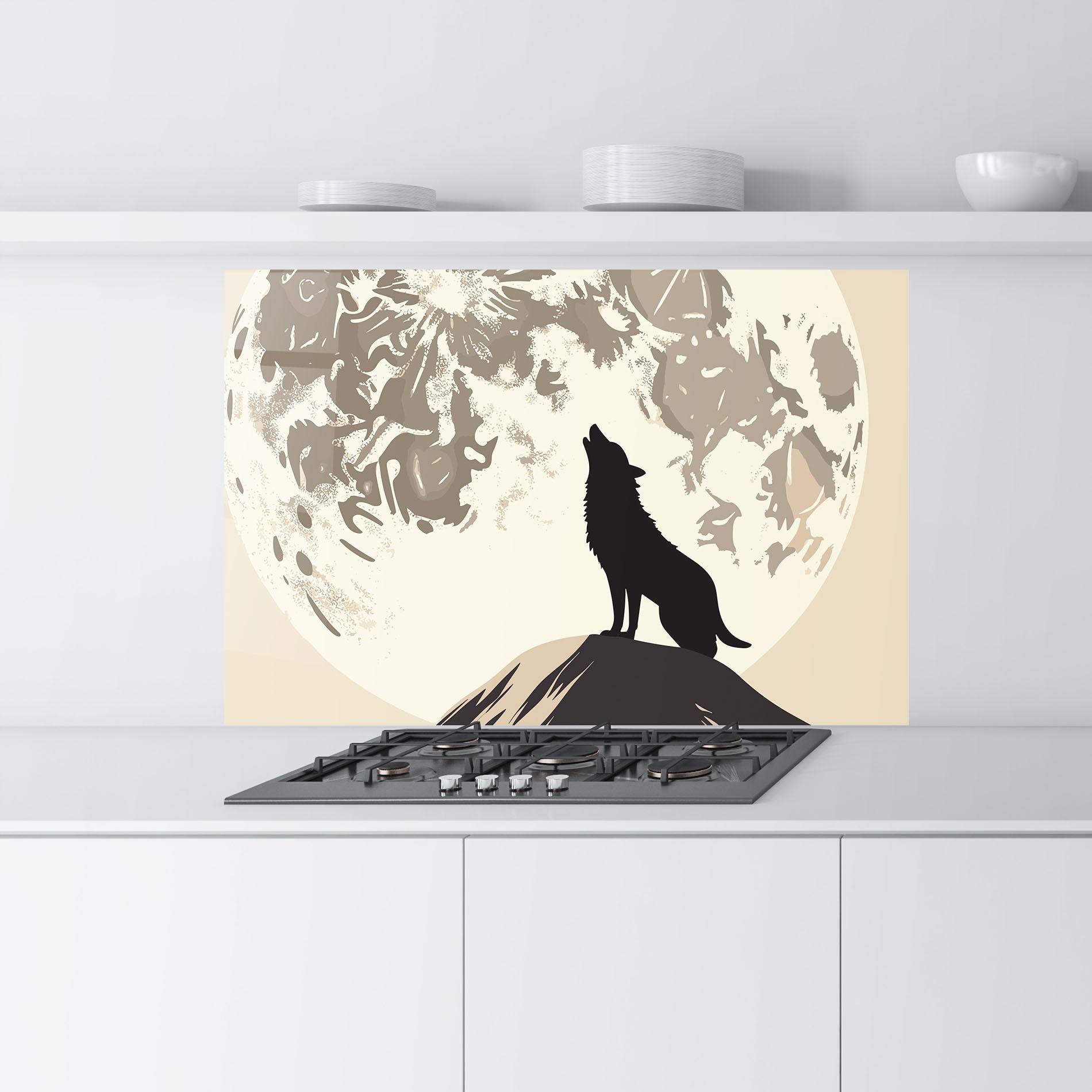 Küchenrückwand Glas Cream Moon Wolf mockup 9