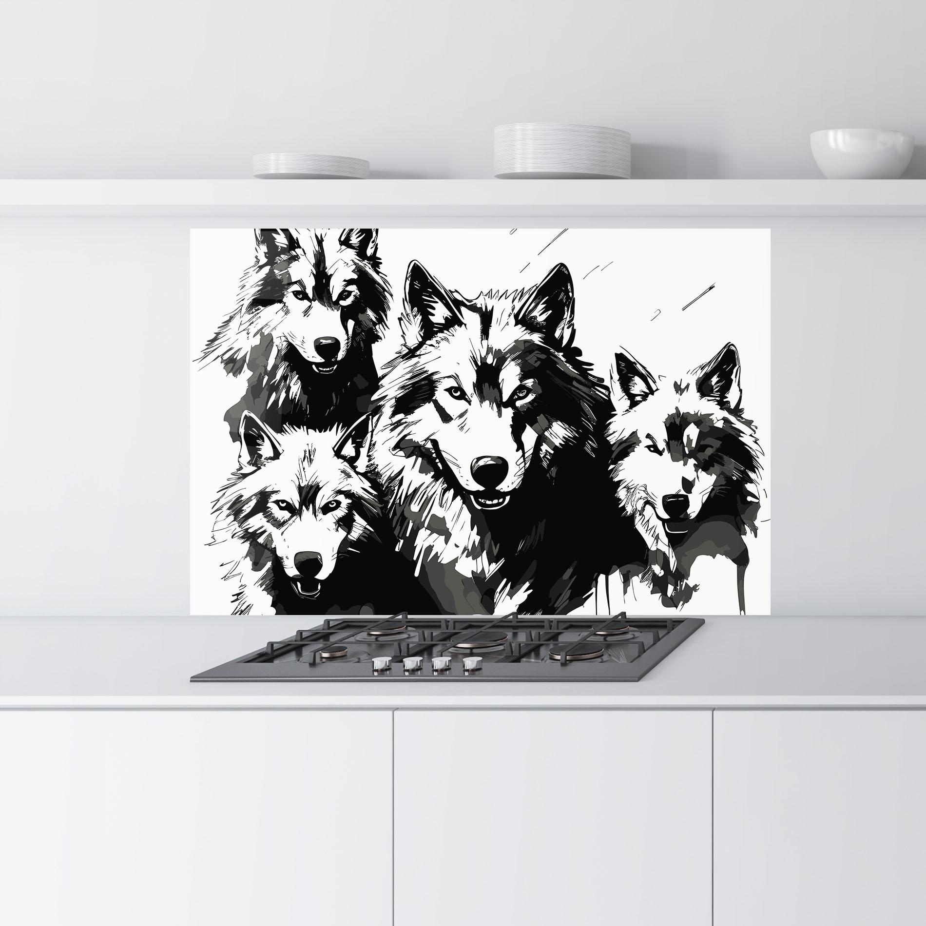 Küchenrückwand Glas Wolf Family mockup 9