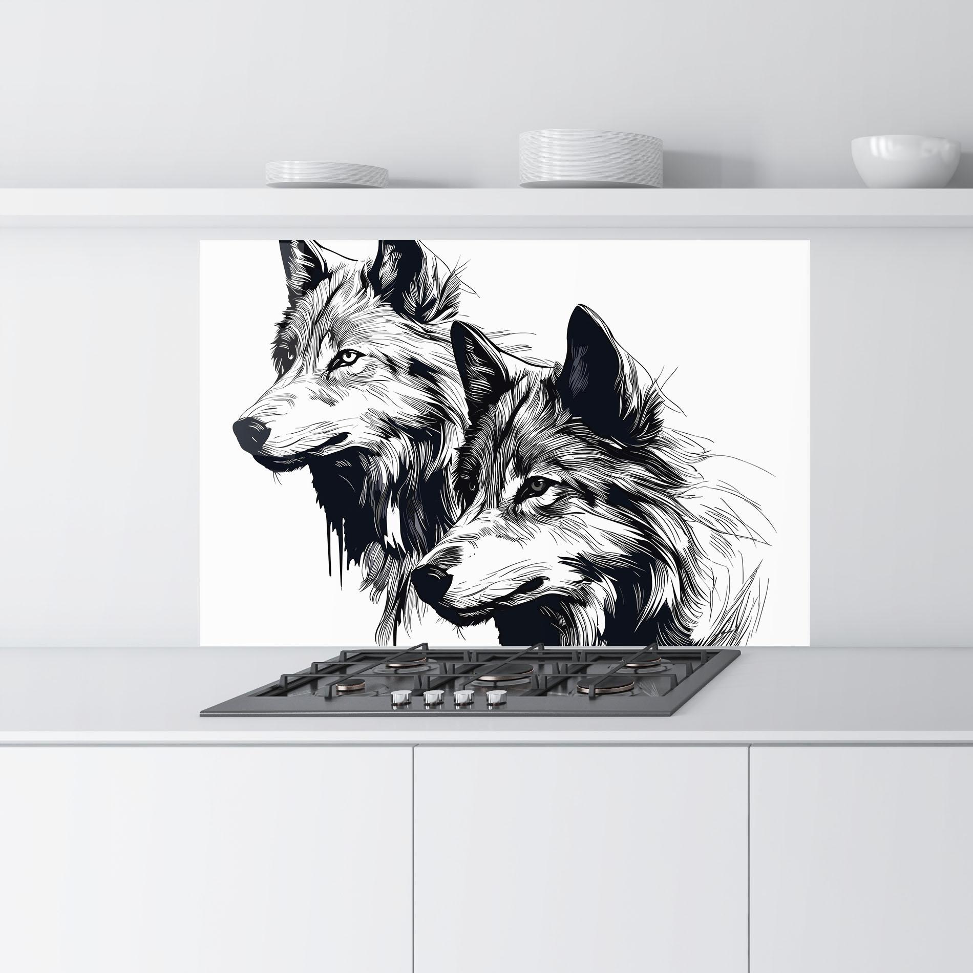 Küchenrückwand Glas Wolf Friends mockup 9