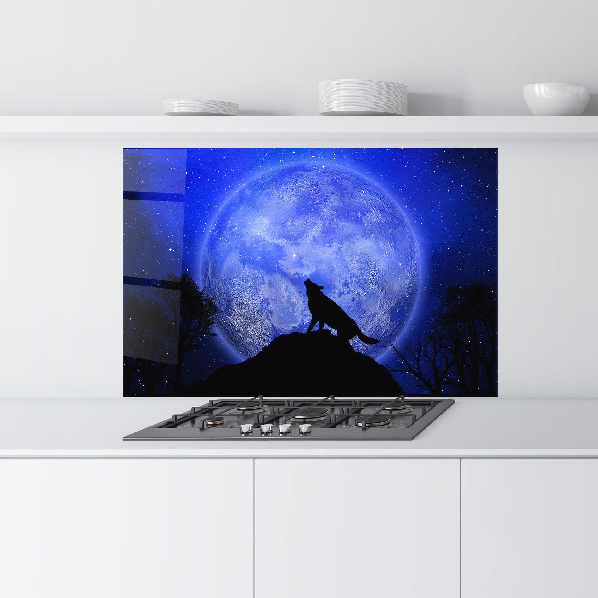 Küchenrückwand Glas Wolf Howling mockup 9