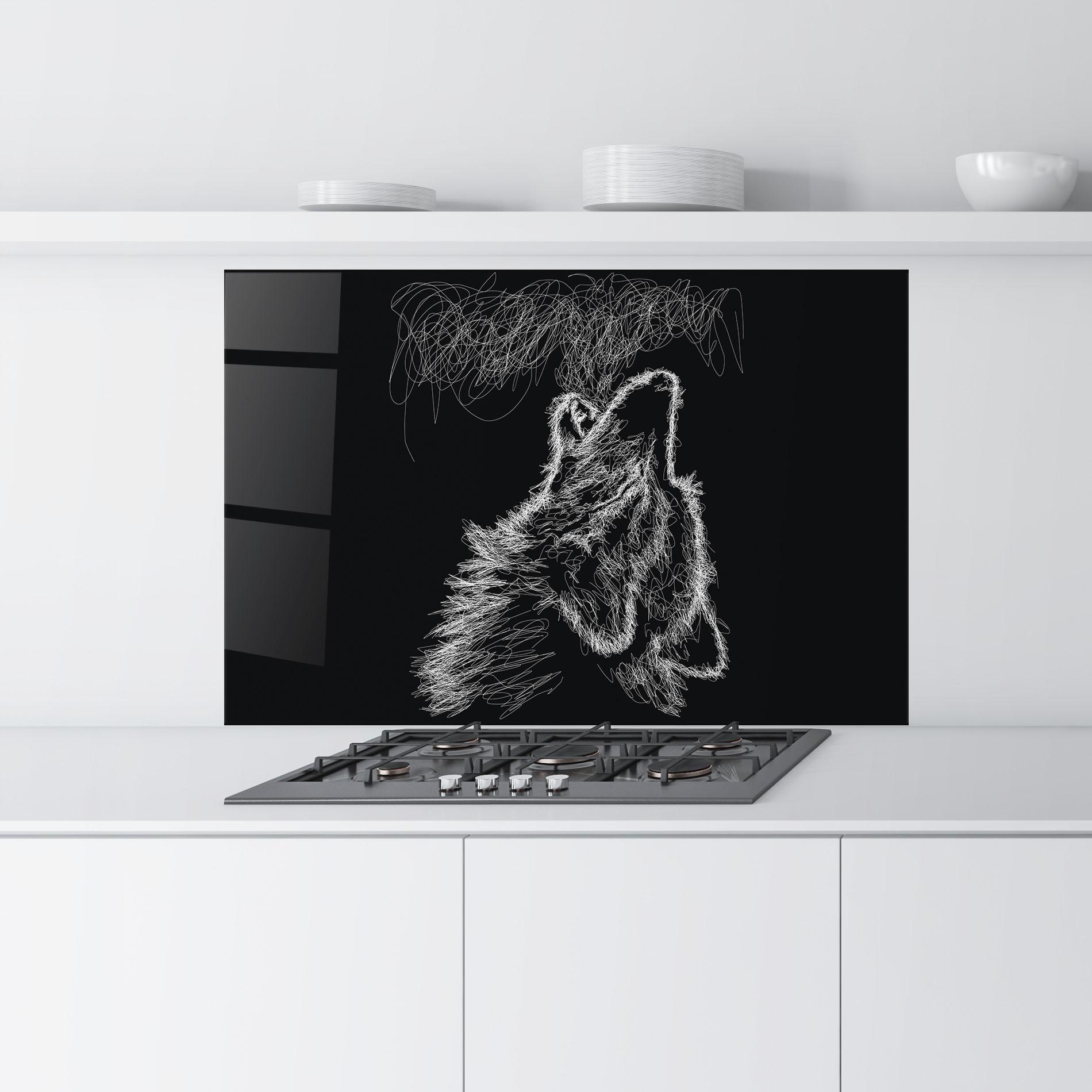 Küchenrückwand Glas Wolf White Line mockup 9