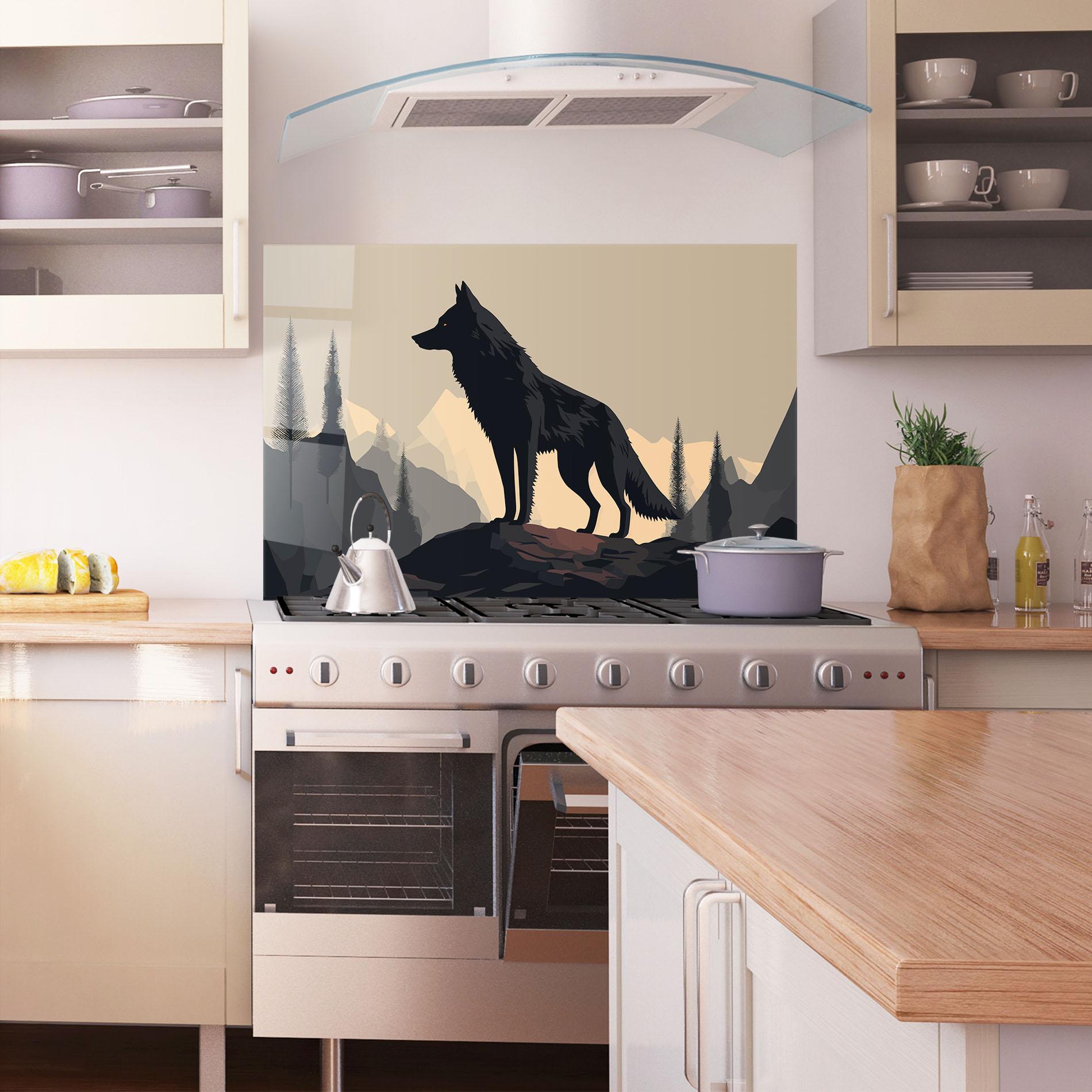 Küchenrückwand Glas Black Wolf mockup 1