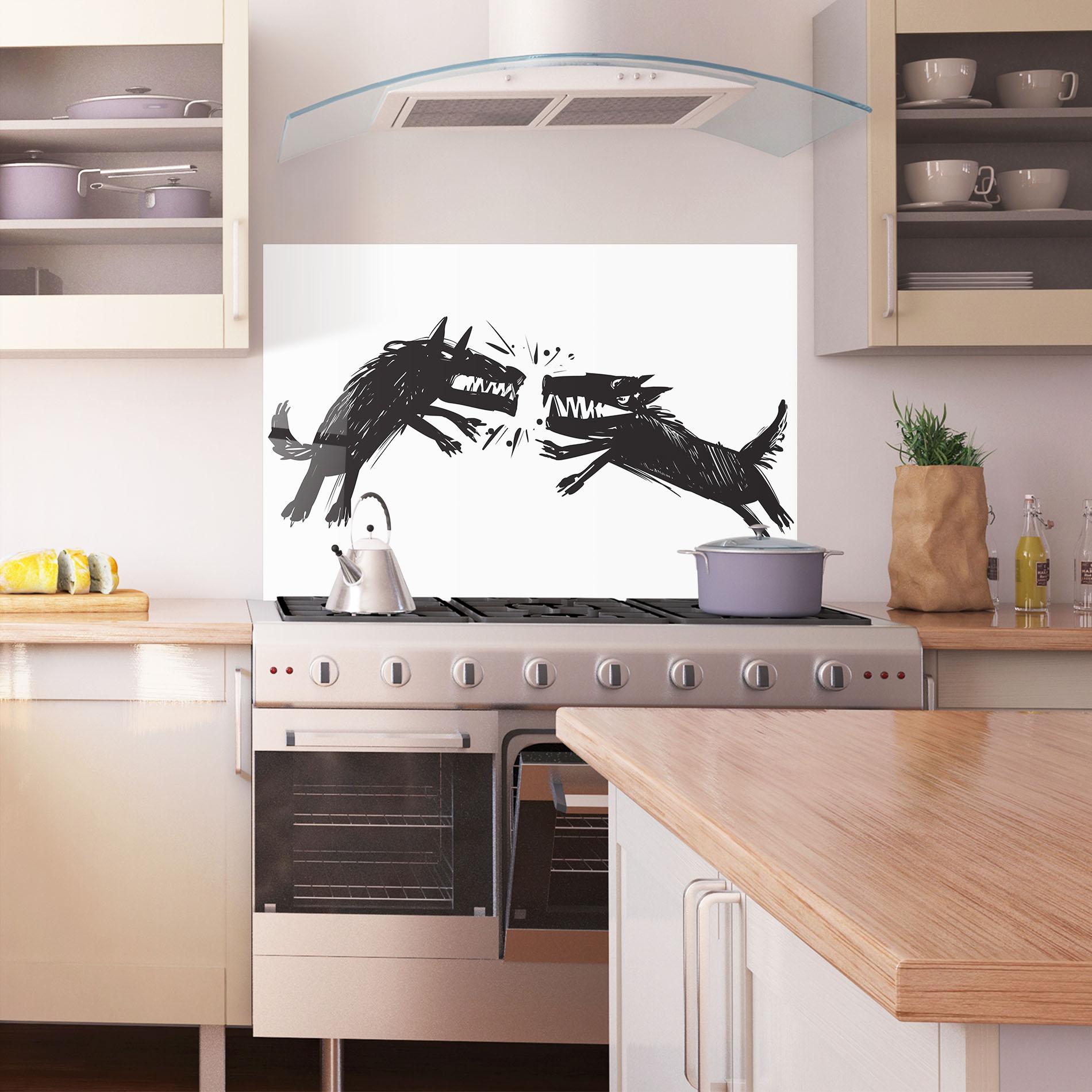 Küchenrückwand Glas Black Wolves mockup 1
