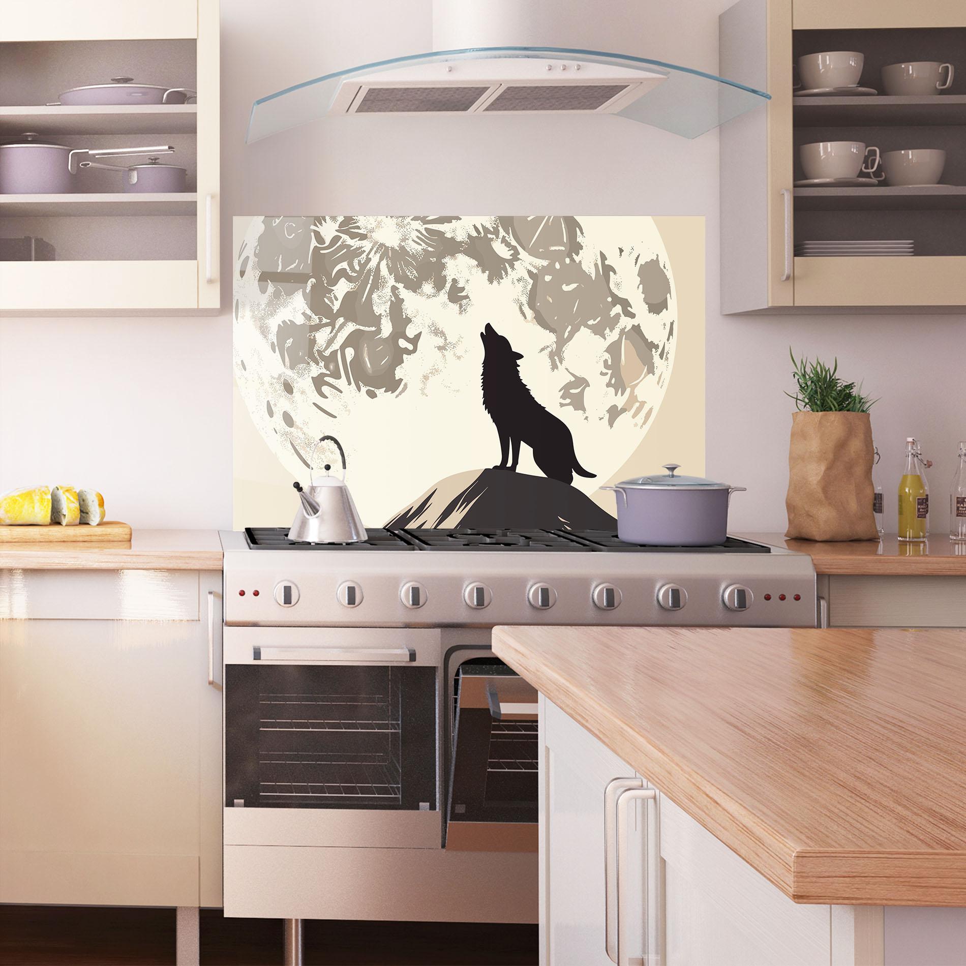 Küchenrückwand Glas Cream Moon Wolf mockup 1