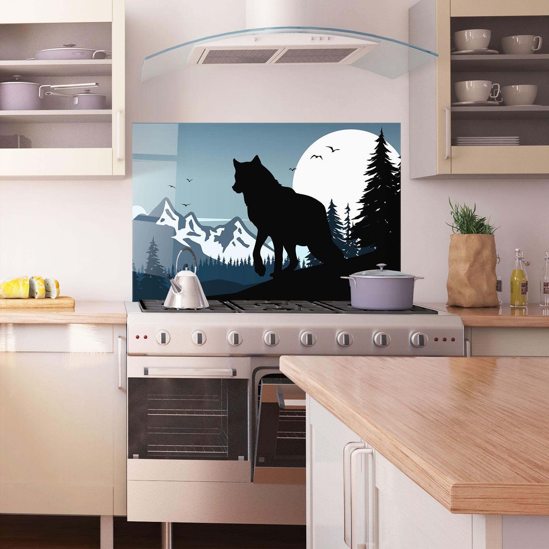 Küchenrückwand Glas Hill Wolf mockup 1