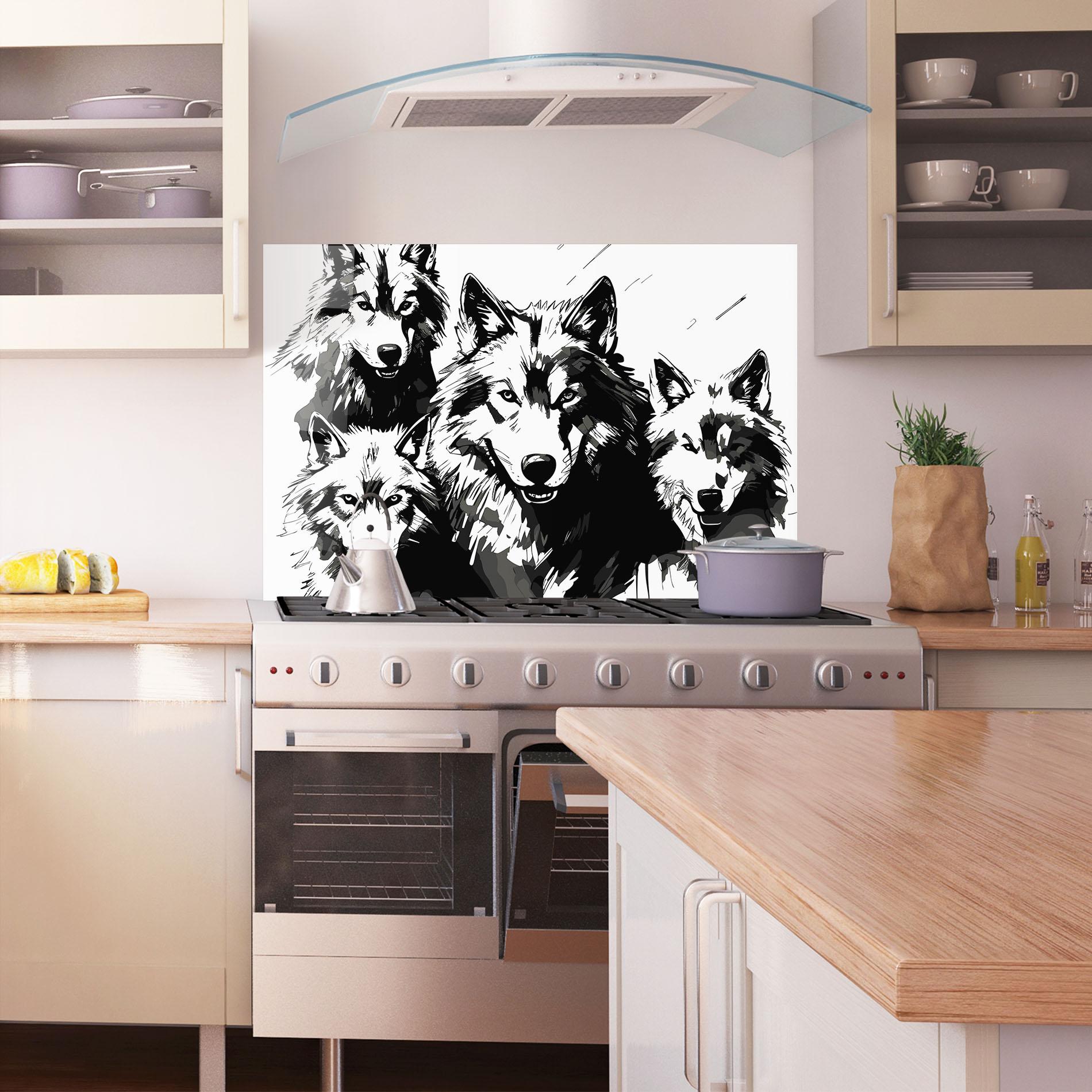 Küchenrückwand Glas Wolf Family mockup 1