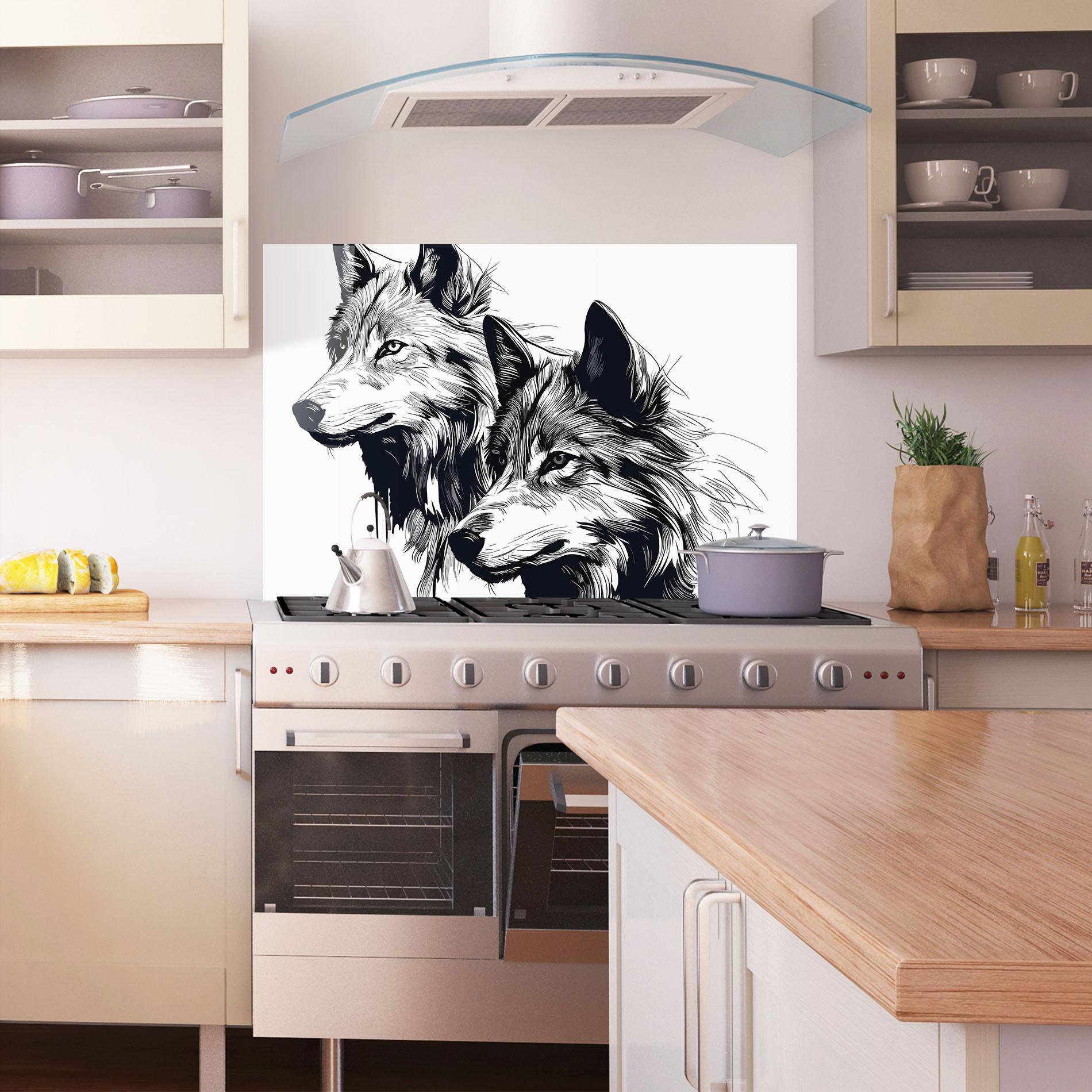 Küchenrückwand Glas Wolf Friends mockup 1