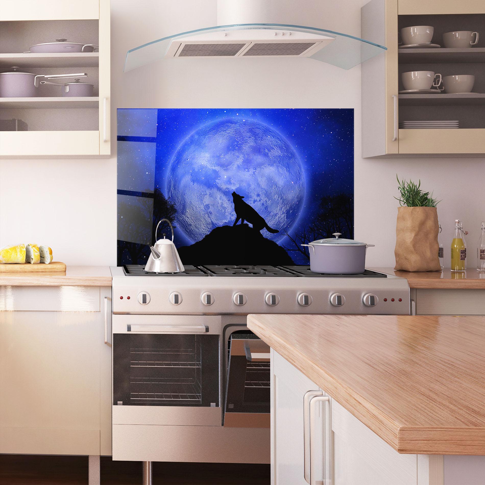 Küchenrückwand Glas Wolf Howling mockup 1