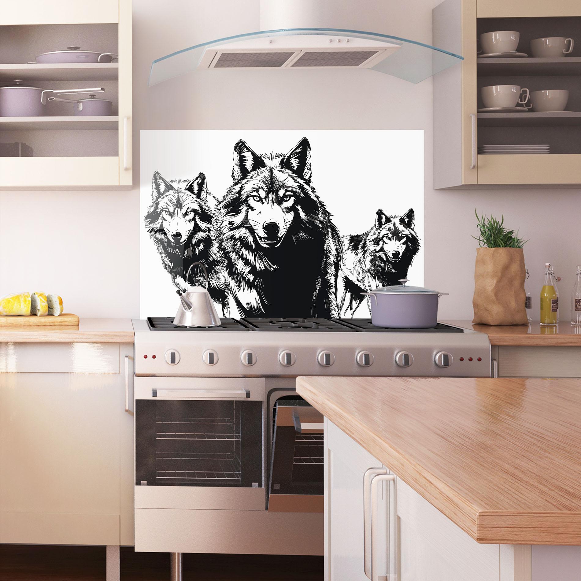 Küchenrückwand Glas Wolves mockup 1