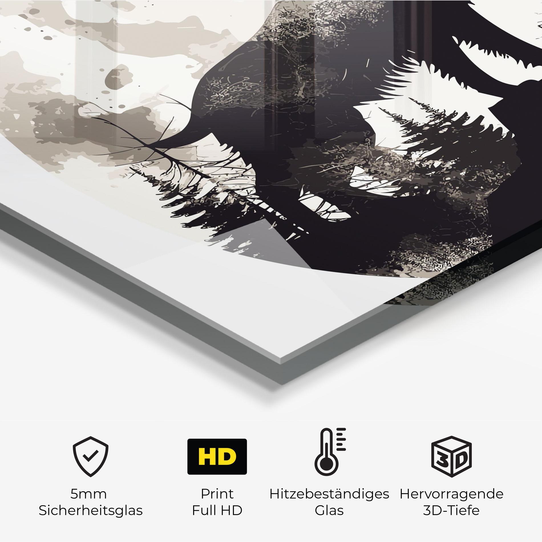 Küchenrückwand Glas Black On Cream Wolf mockup 2