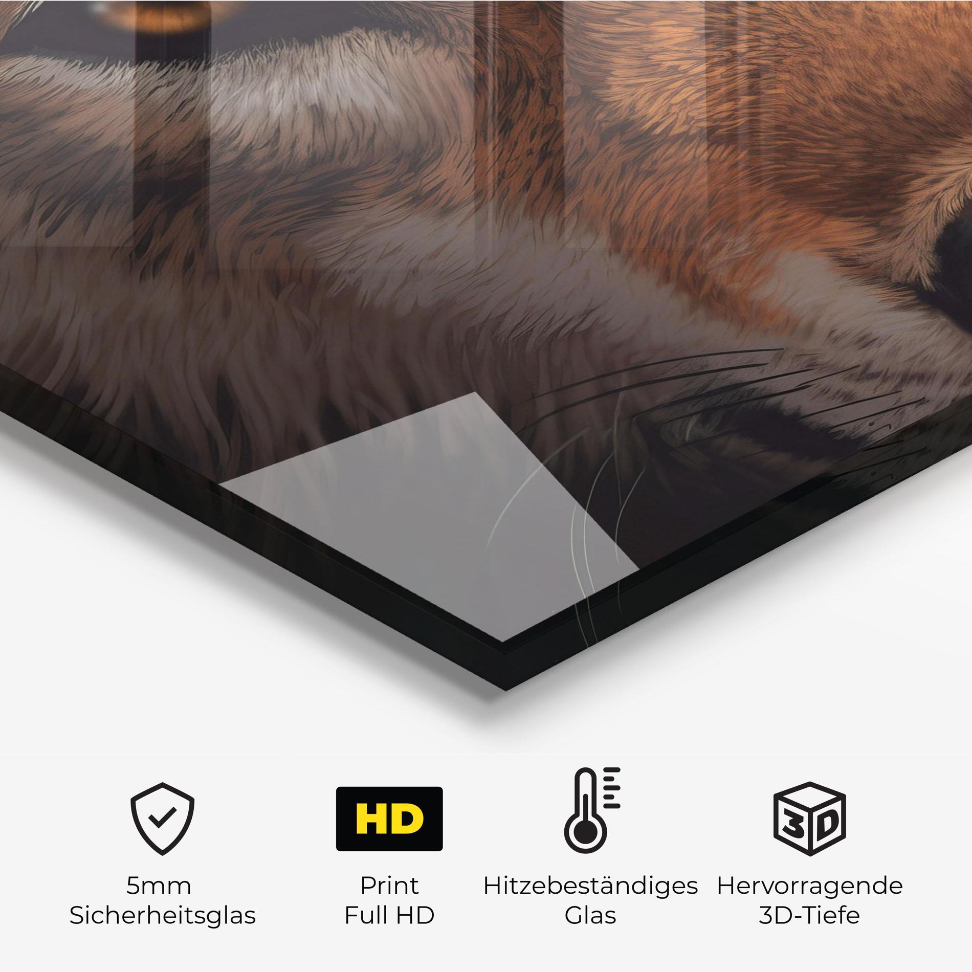 Küchenrückwand Glas Close Up Wolf Eyes mockup 2