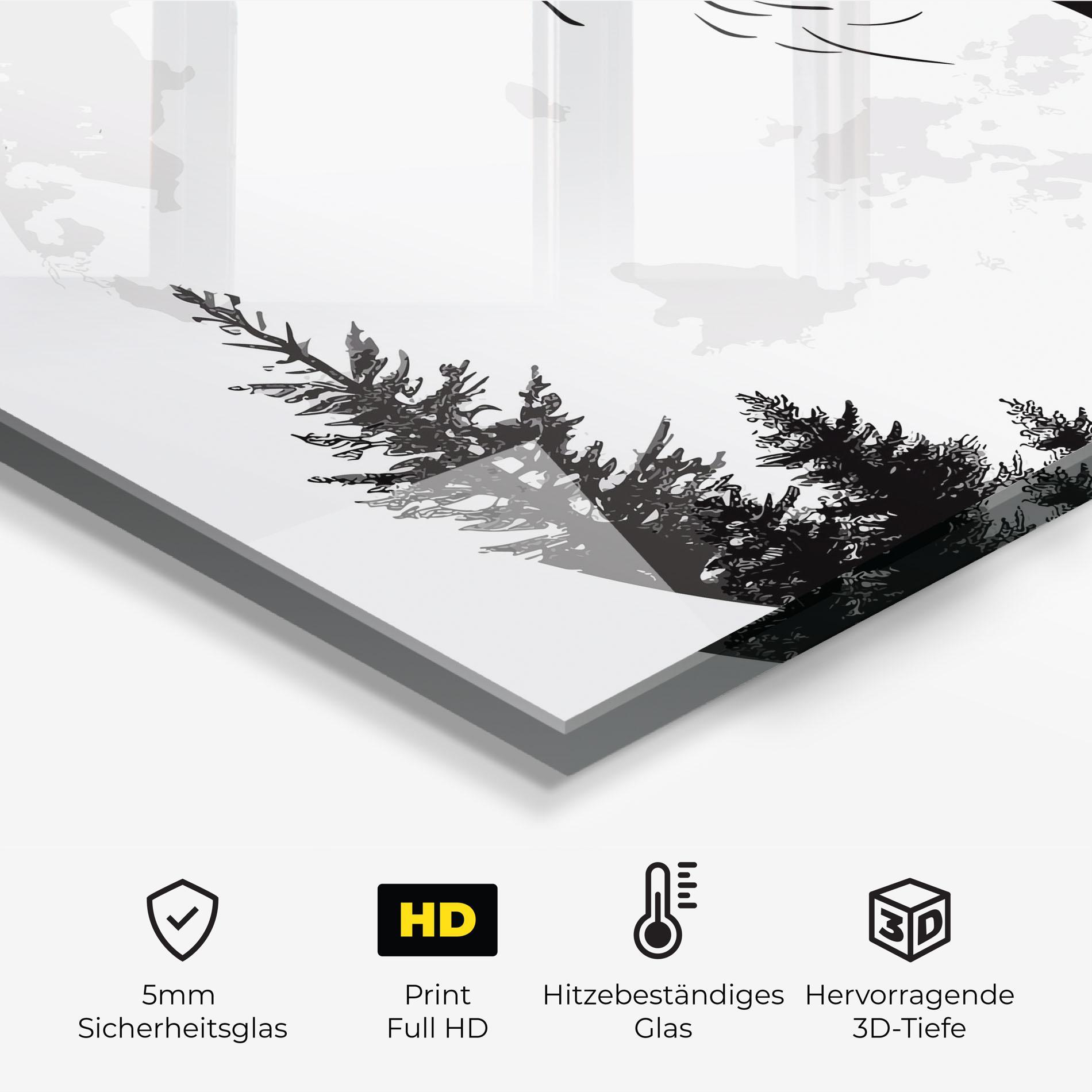 Küchenrückwand Glas Grey Moon Wolf mockup 2