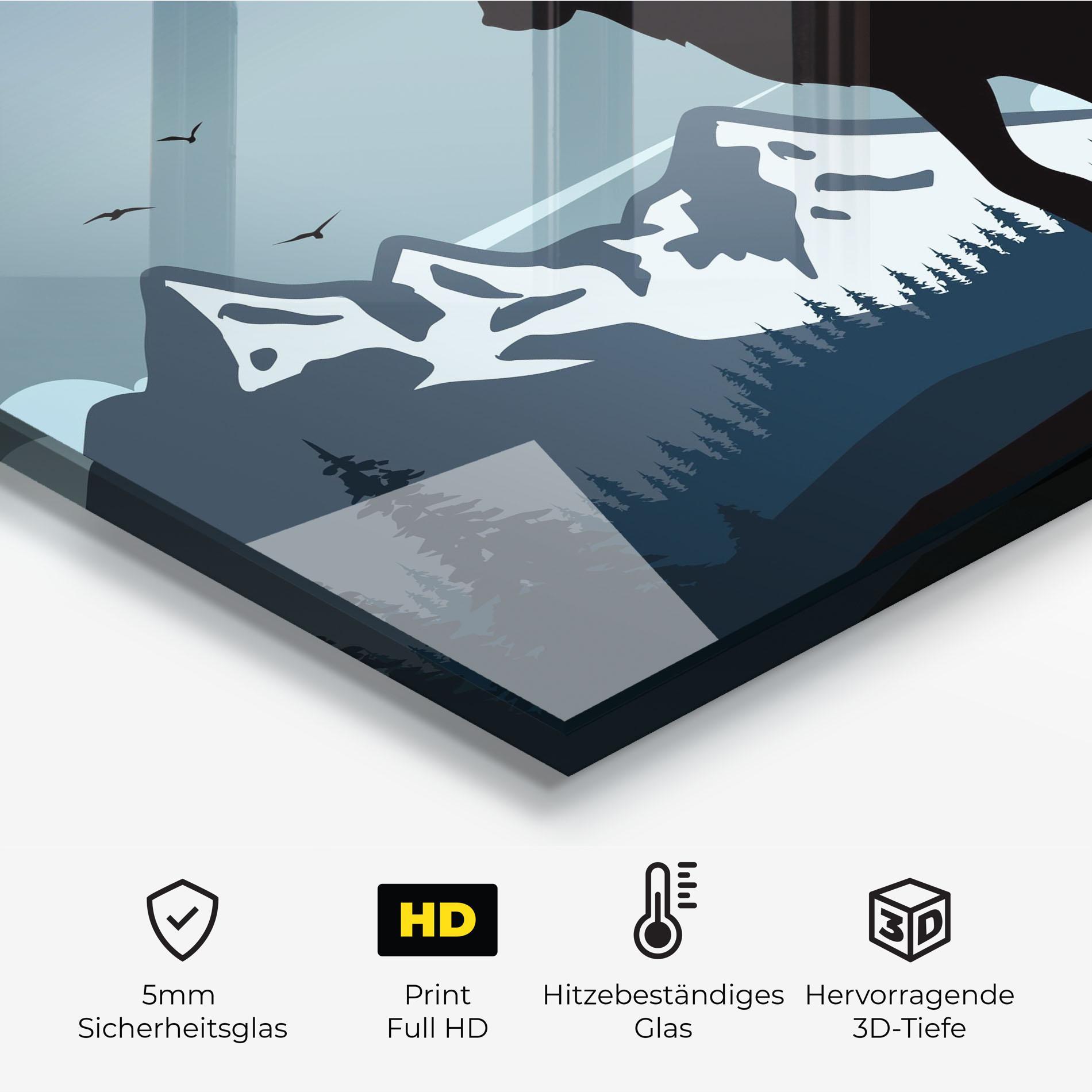Küchenrückwand Glas Hill Wolf mockup 2