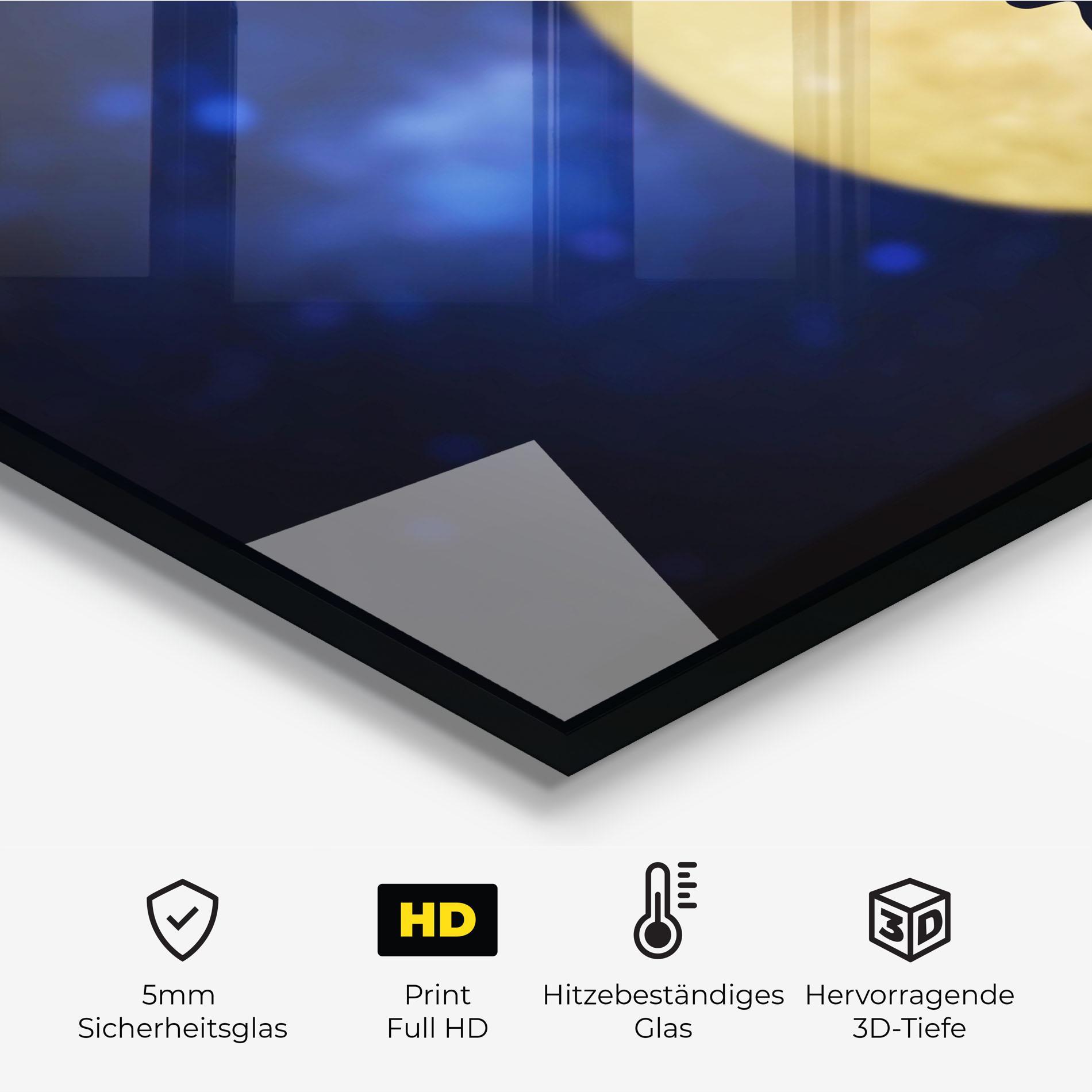 Küchenrückwand Glas Howling Wolf Silhouette mockup 2