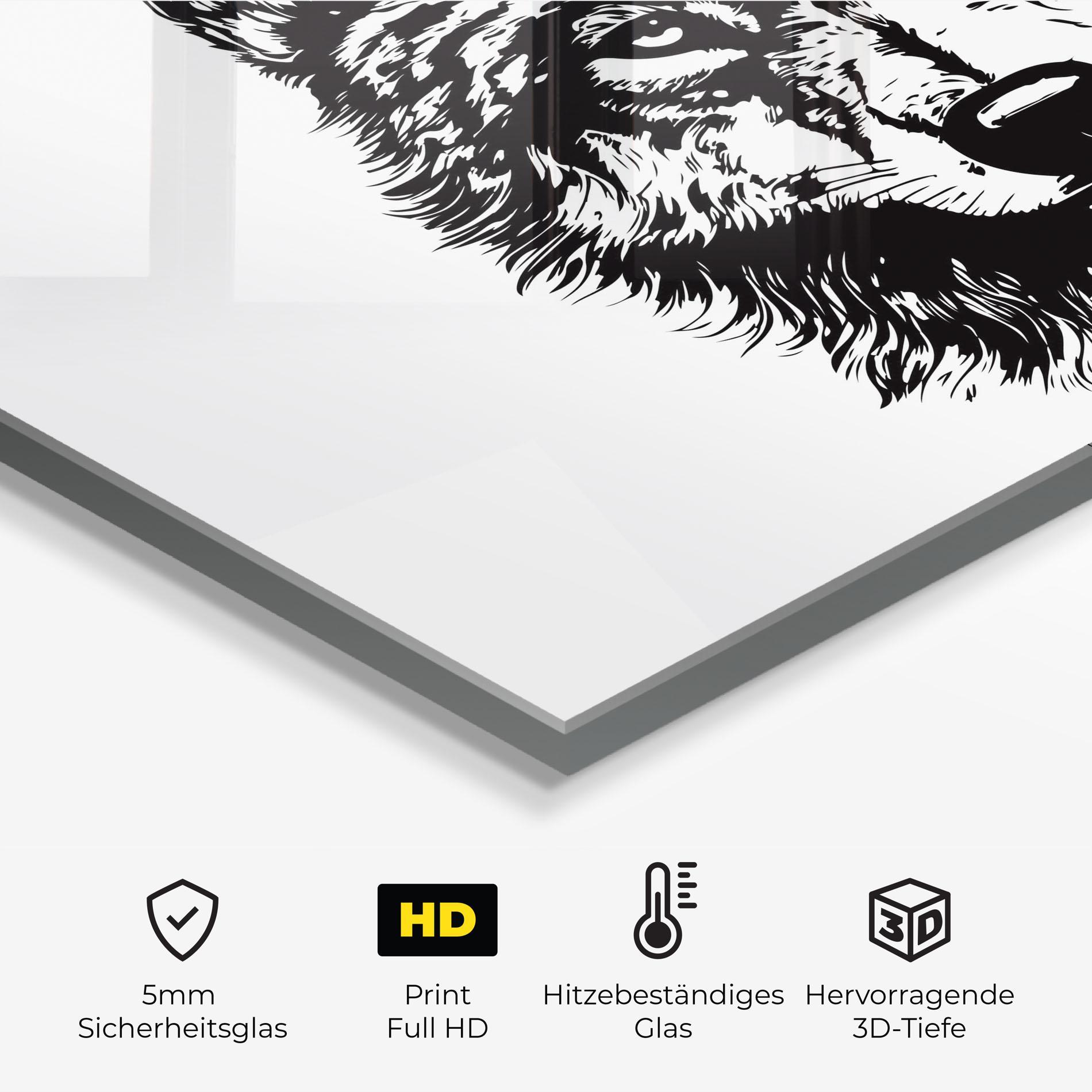 Küchenrückwand Glas Wolf Head Shilouette mockup 2