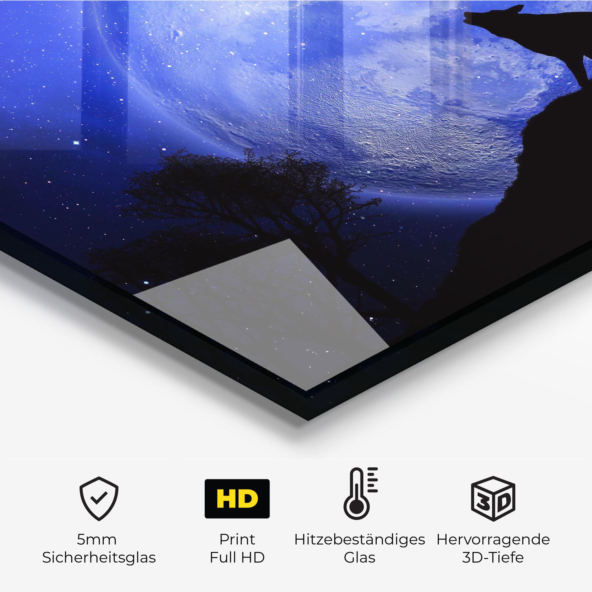 Küchenrückwand Glas Wolf Howling mockup 2