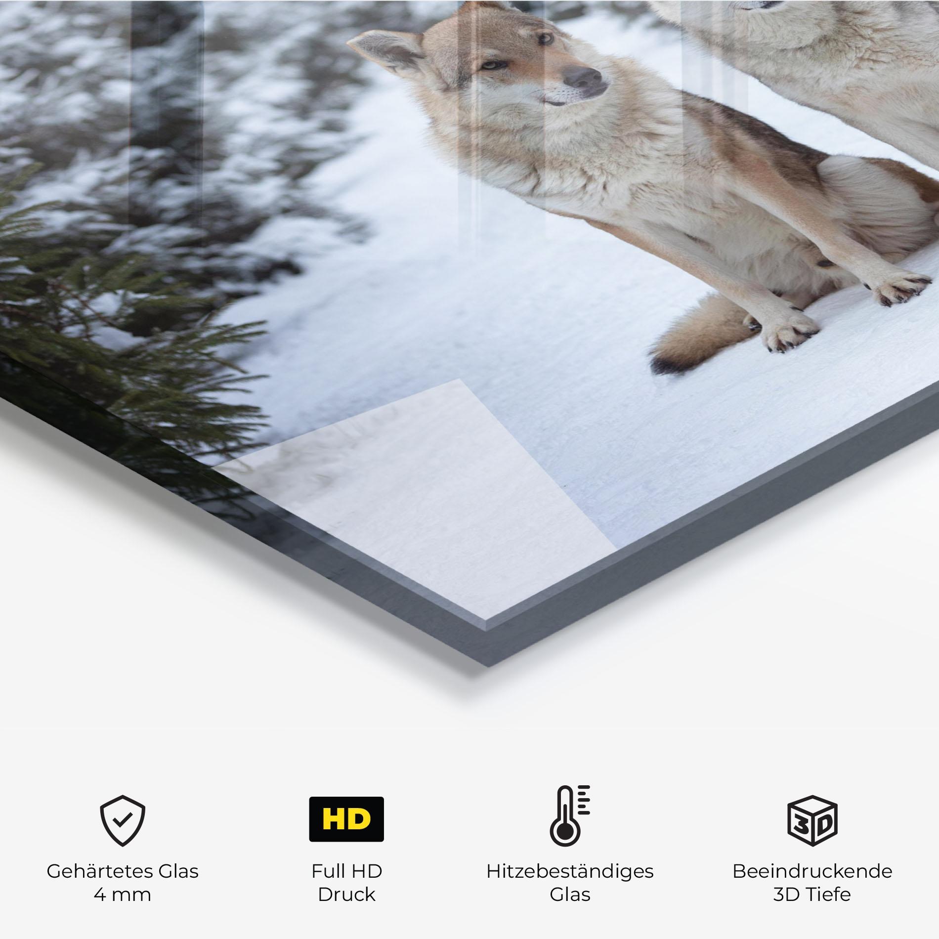 Küchenrückwand Glas 2 Wolfs Sitting mockup 2