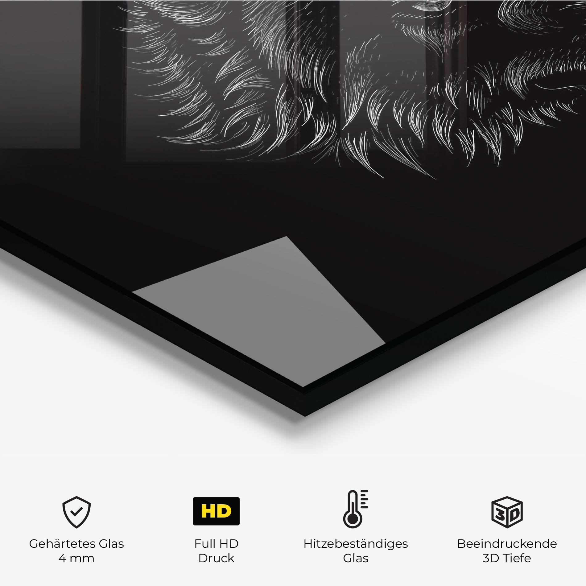 Küchenrückwand Glas Angry Wolf Face mockup 2