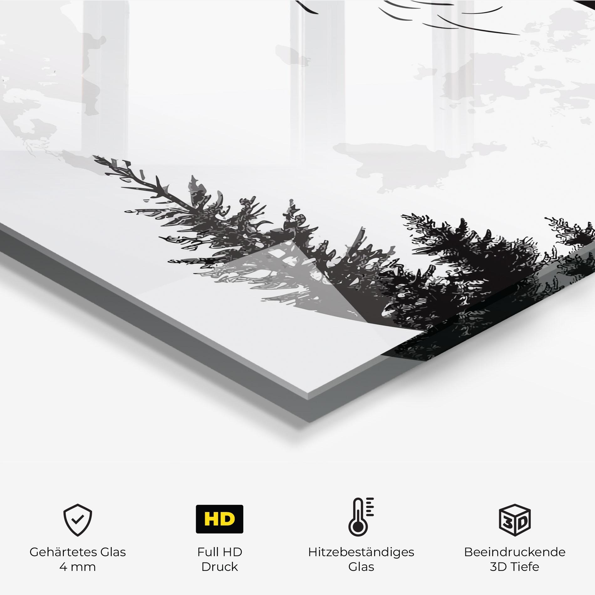 Küchenrückwand Glas Grey Moon Wolf mockup 2