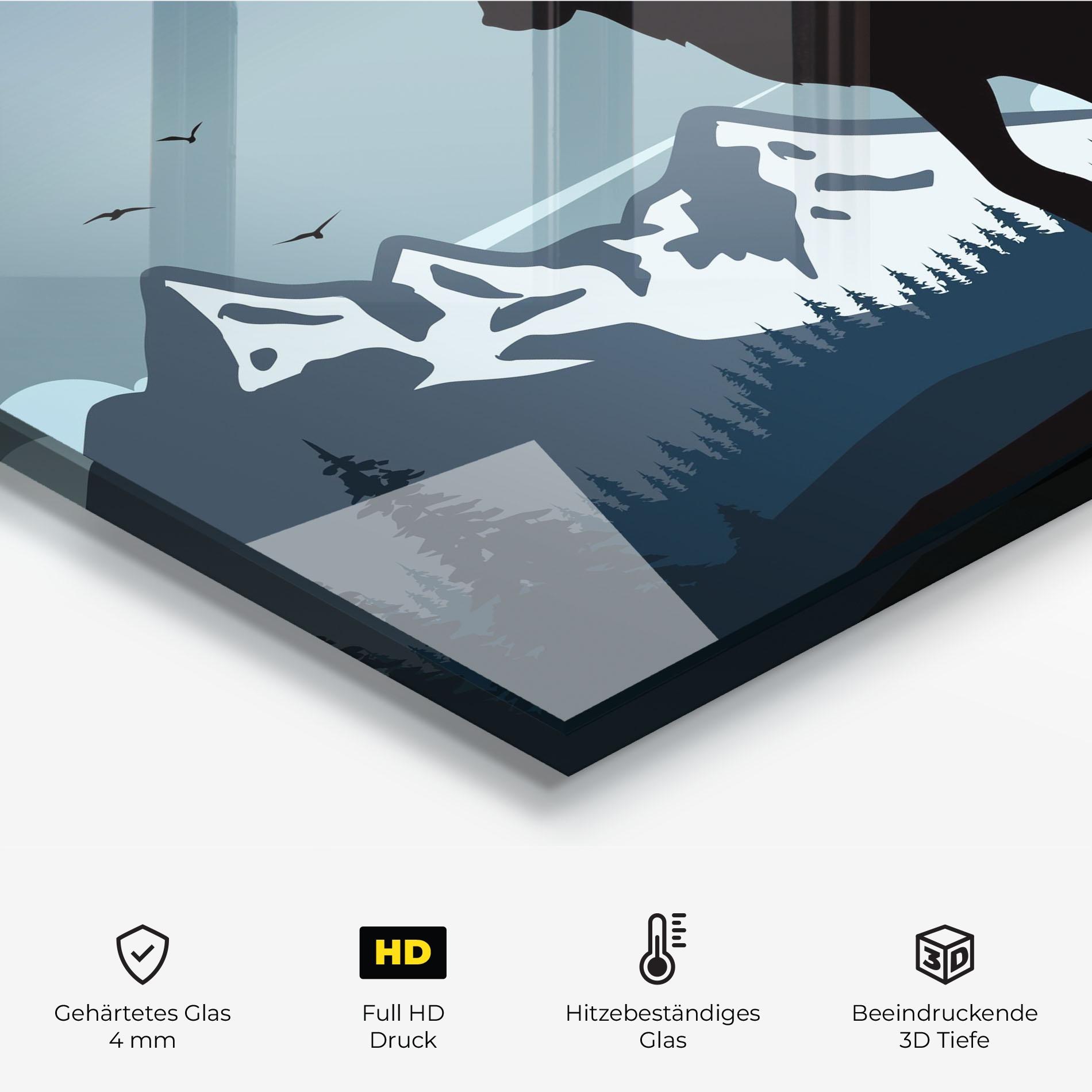 Küchenrückwand Glas Hill Wolf mockup 2