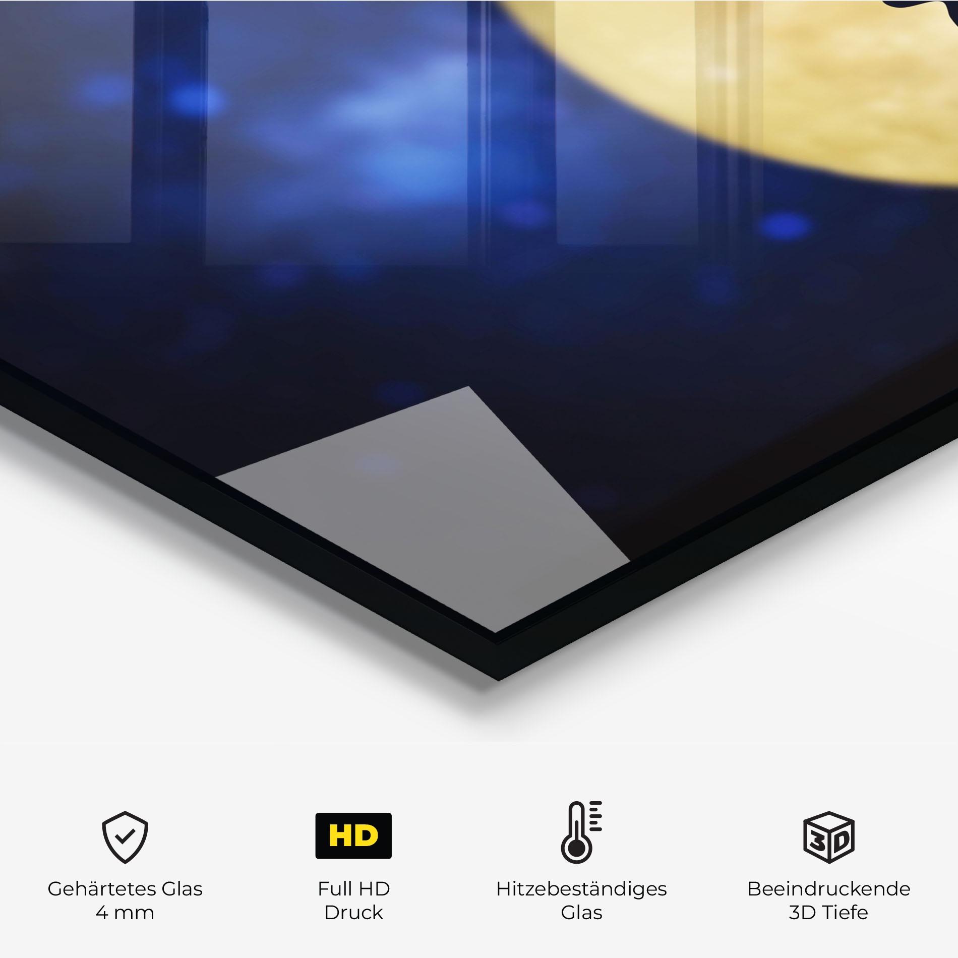 Küchenrückwand Glas Howling Wolf Silhouette mockup 2