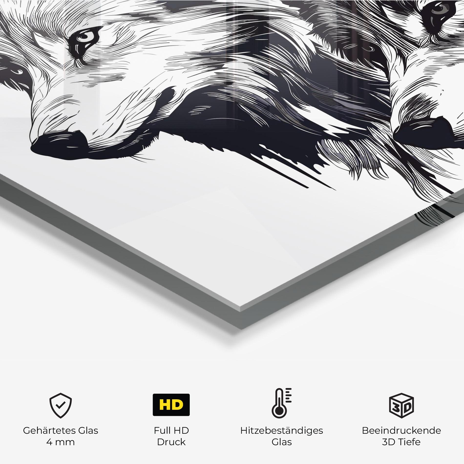 Küchenrückwand Glas Wolf Friends mockup 2