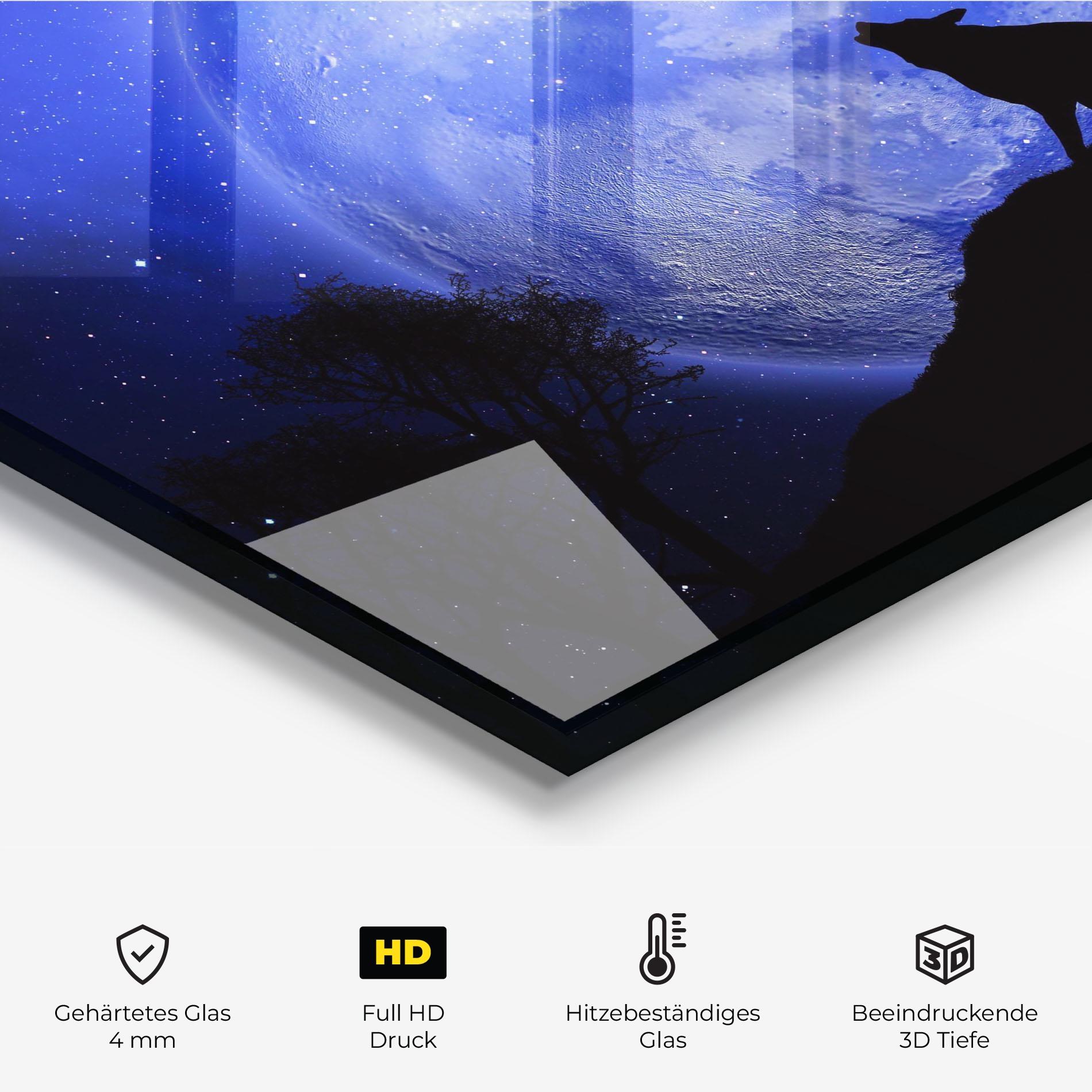 Küchenrückwand Glas Wolf Howling mockup 2