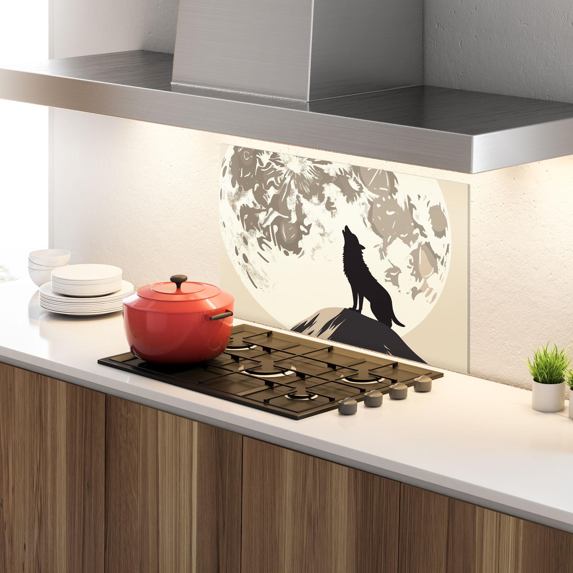 Küchenrückwand Glas Cream Moon Wolf mockup 4