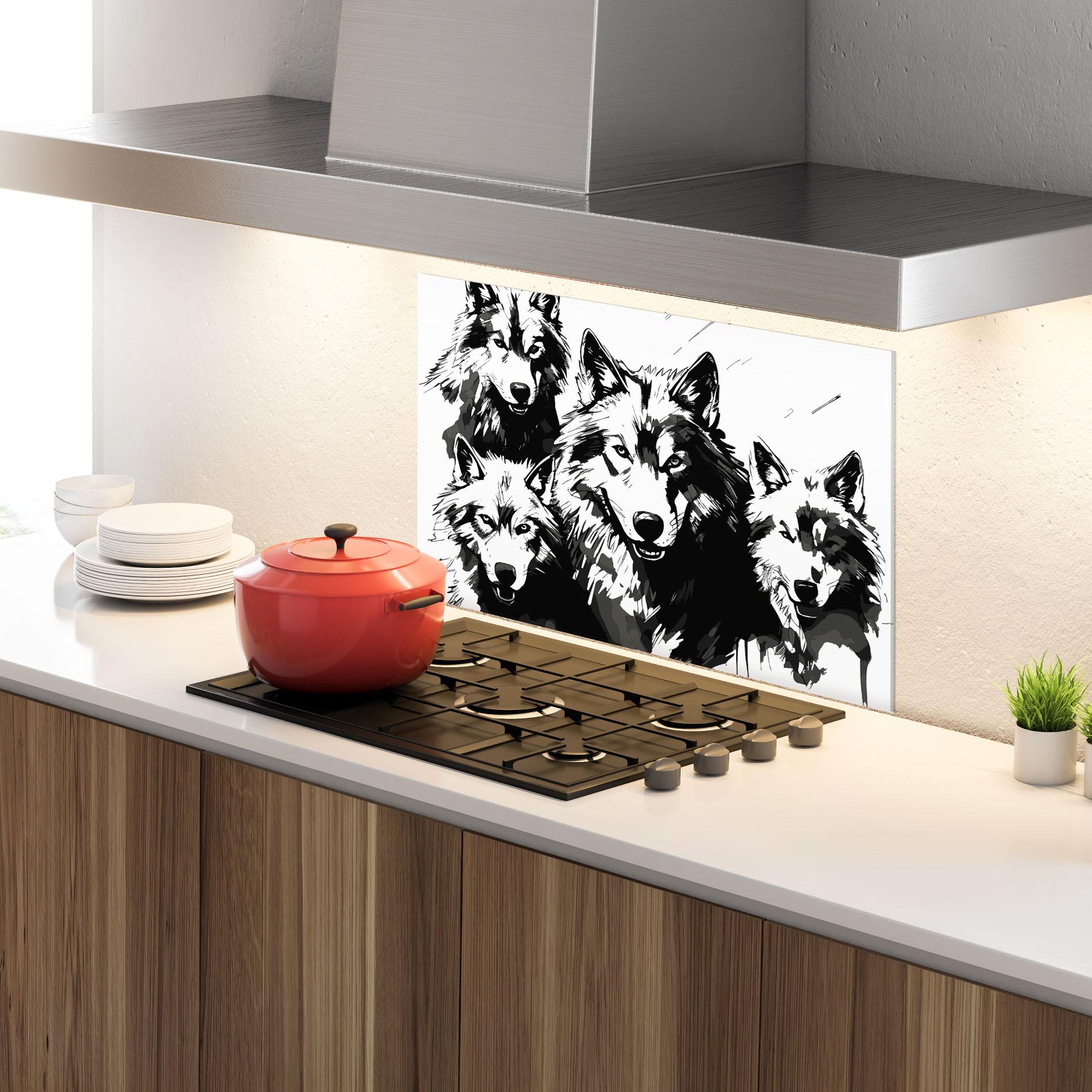 Küchenrückwand Glas Wolf Family mockup 4