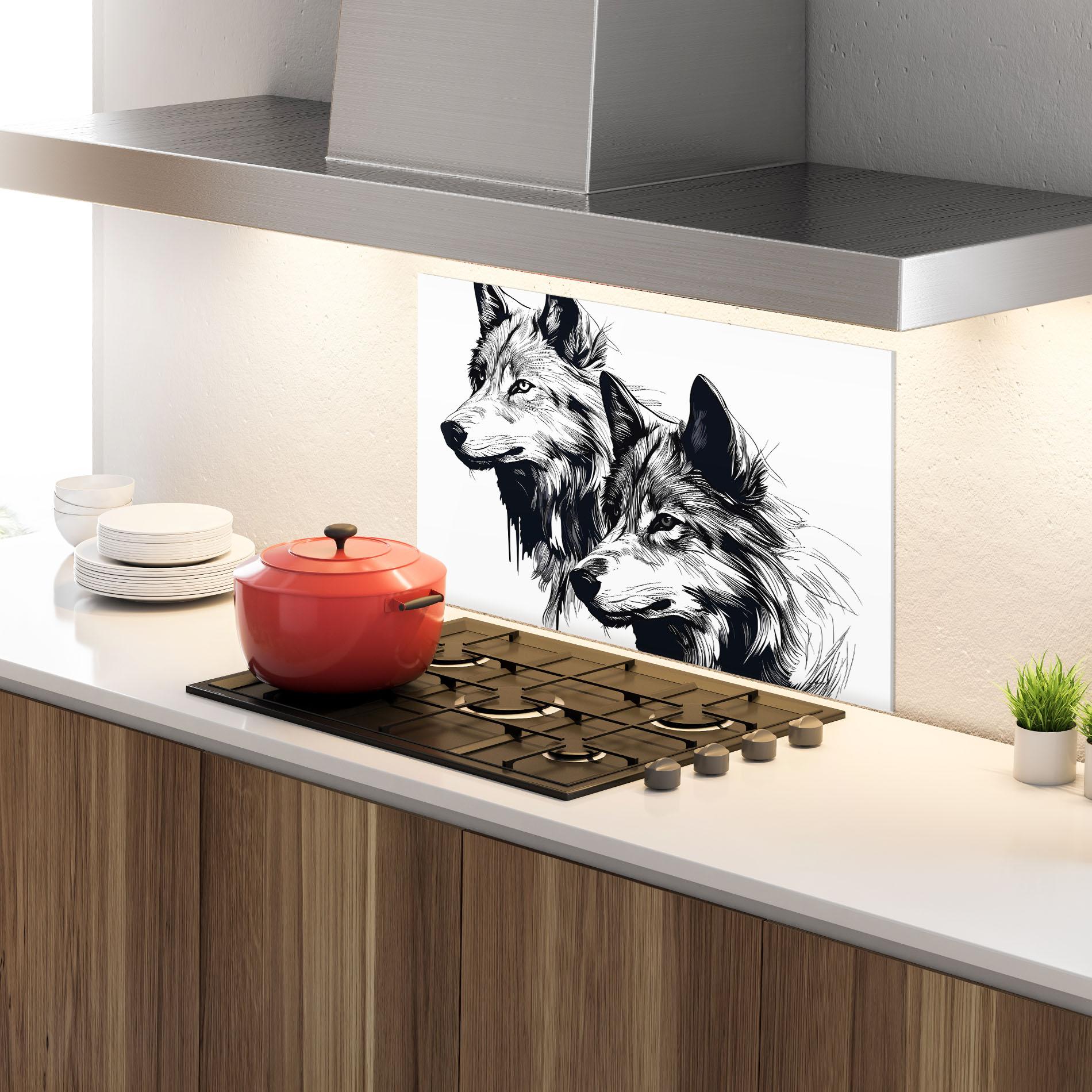 Küchenrückwand Glas Wolf Friends mockup 4