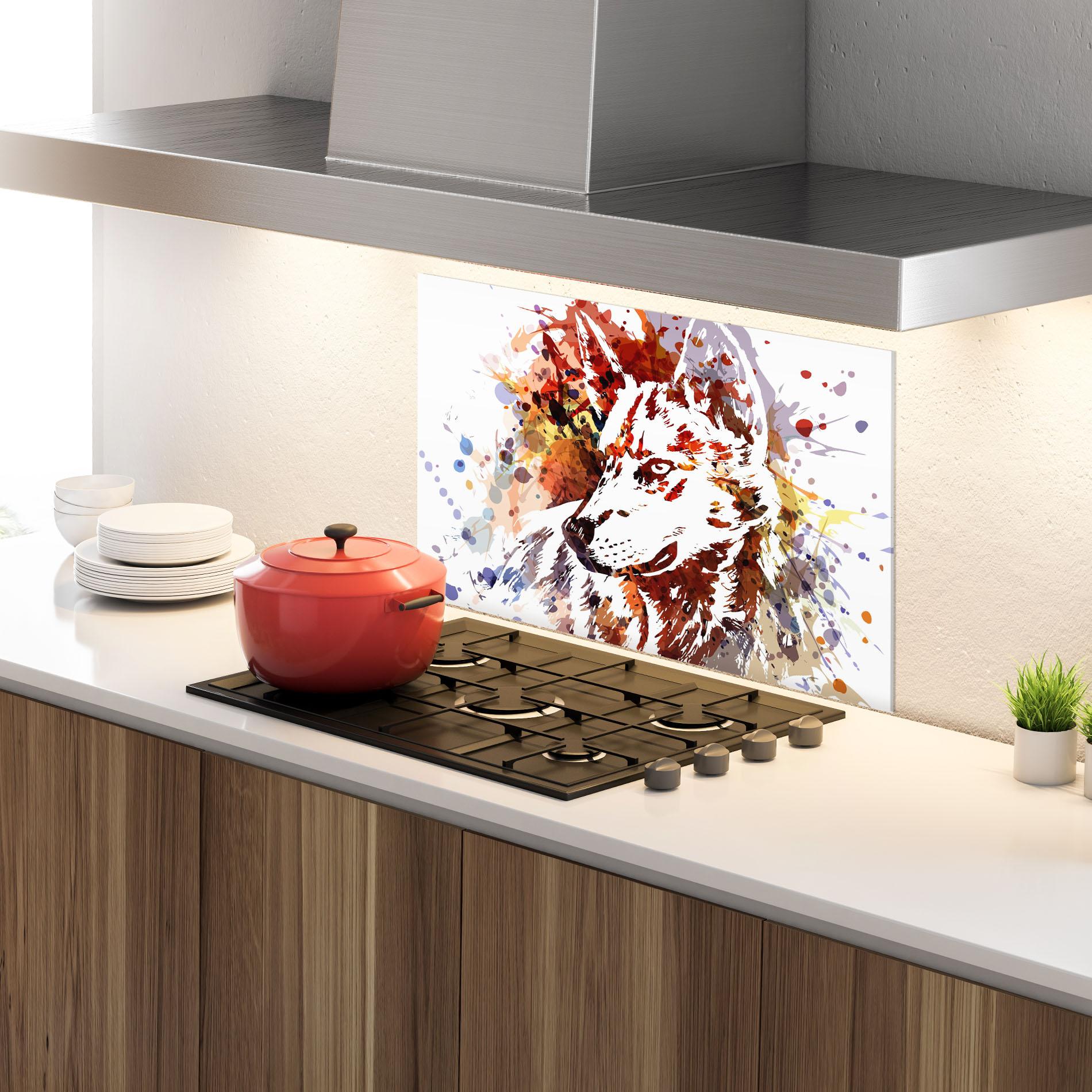 Küchenrückwand Glas Wolf Splash mockup 4