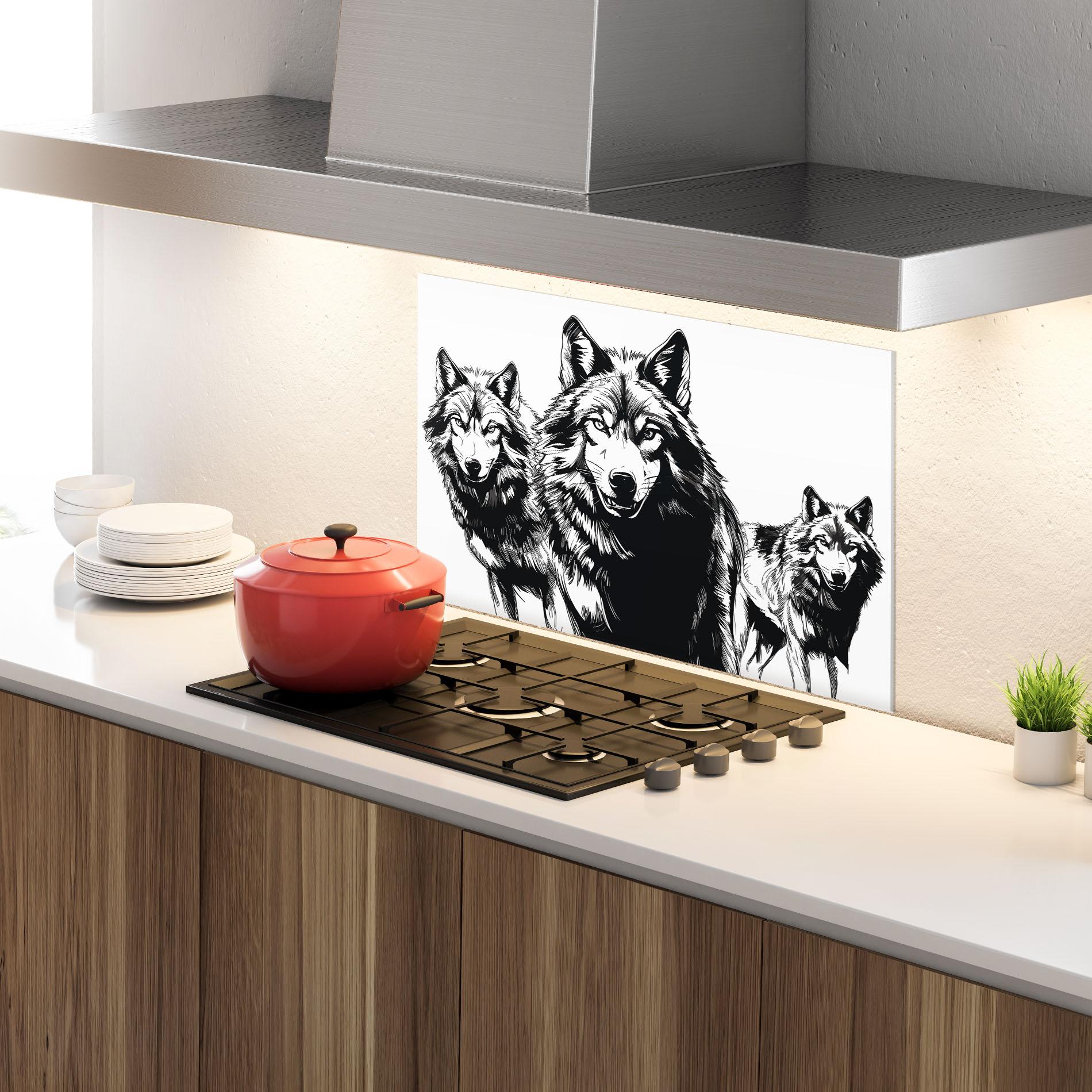 Küchenrückwand Glas Wolves mockup 4
