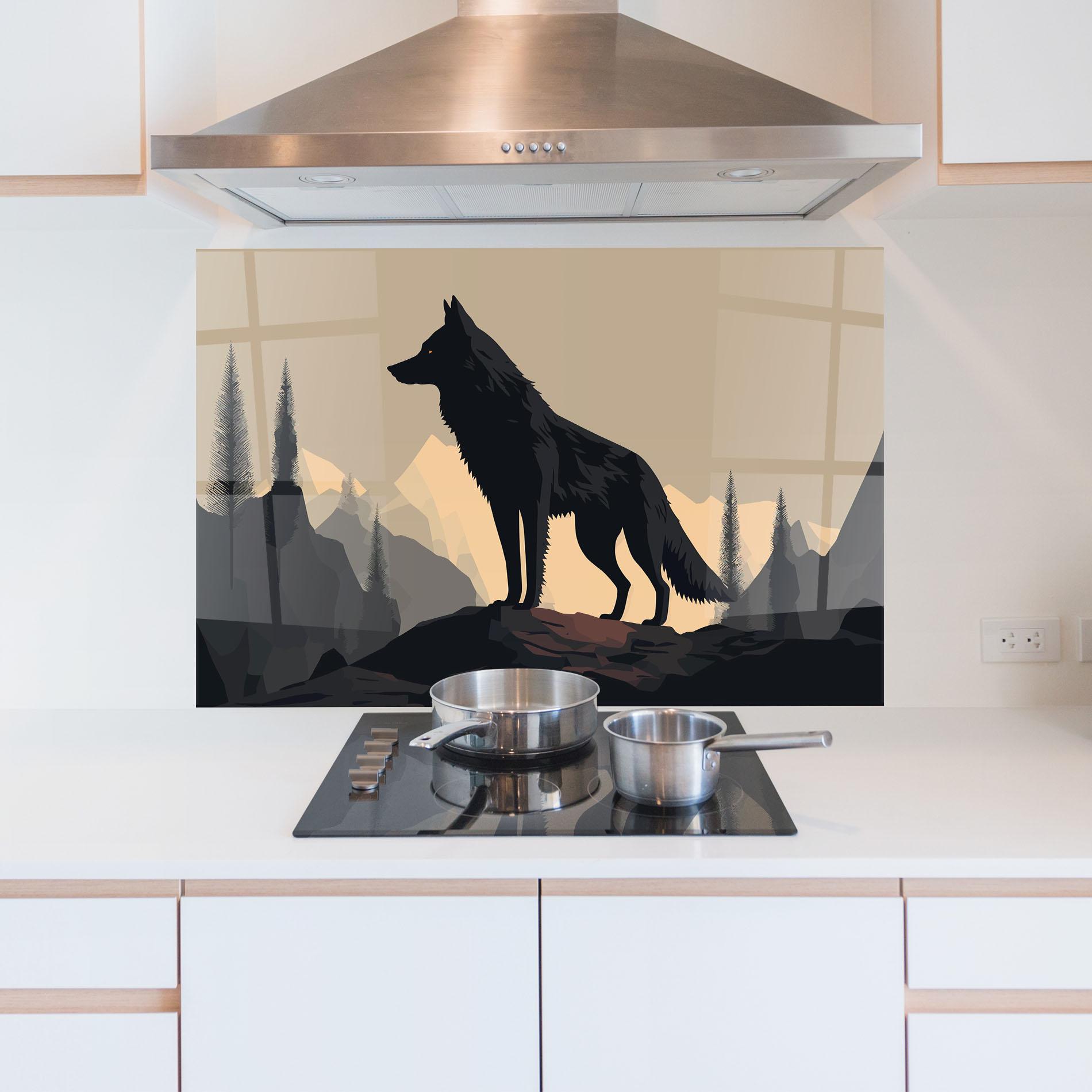 Küchenrückwand Glas Black Wolf mockup 5