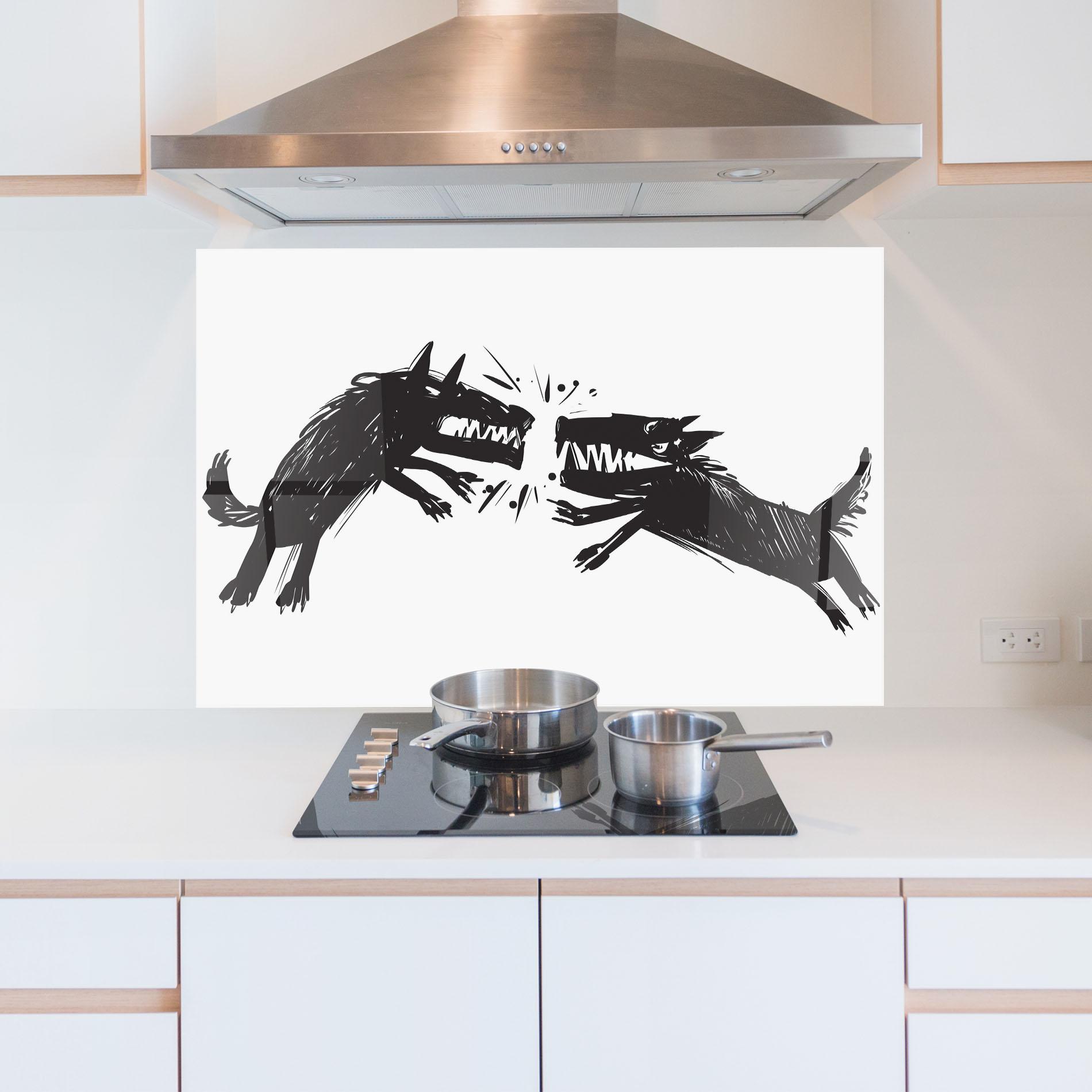 Küchenrückwand Glas Black Wolves mockup 5