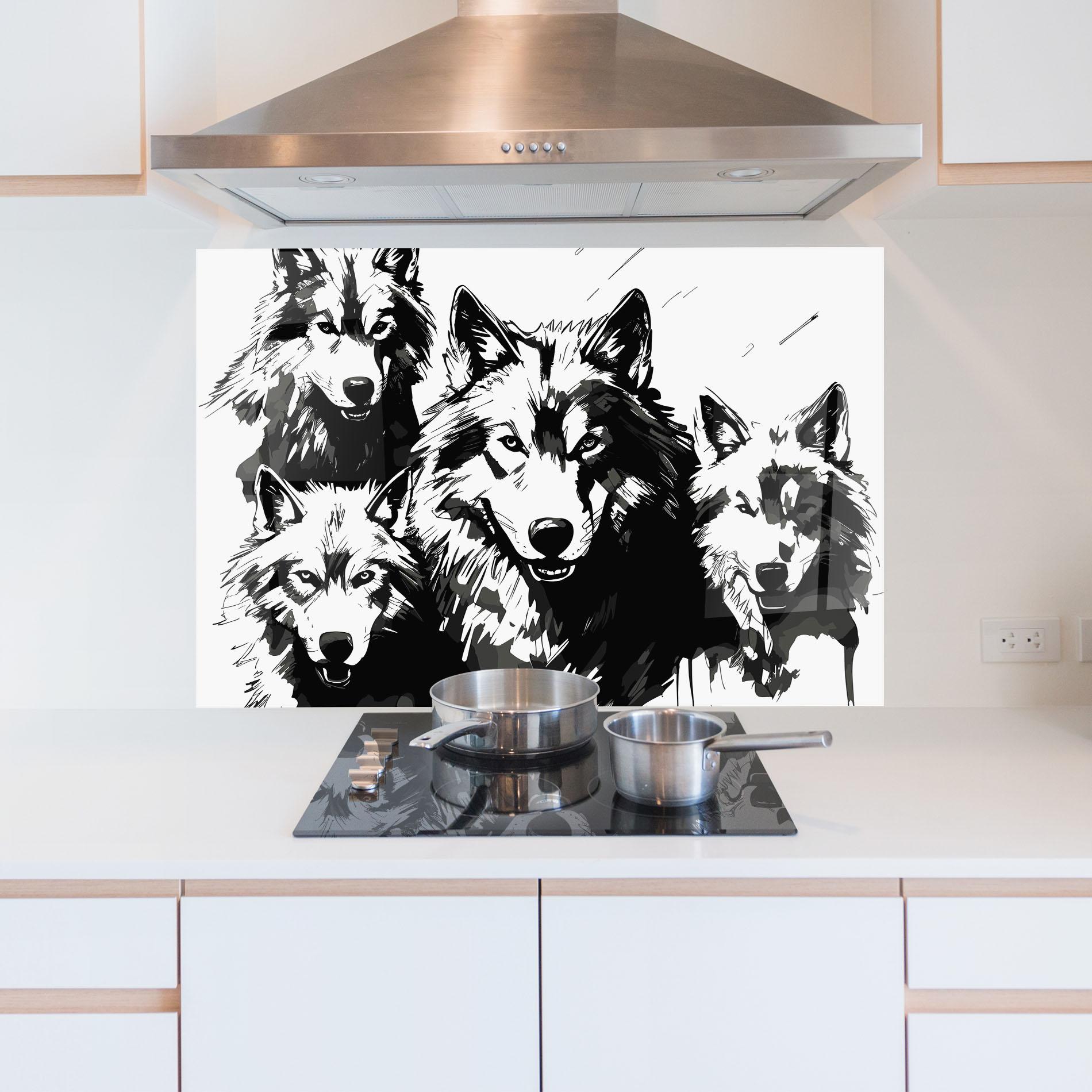 Küchenrückwand Glas Wolf Family mockup 5