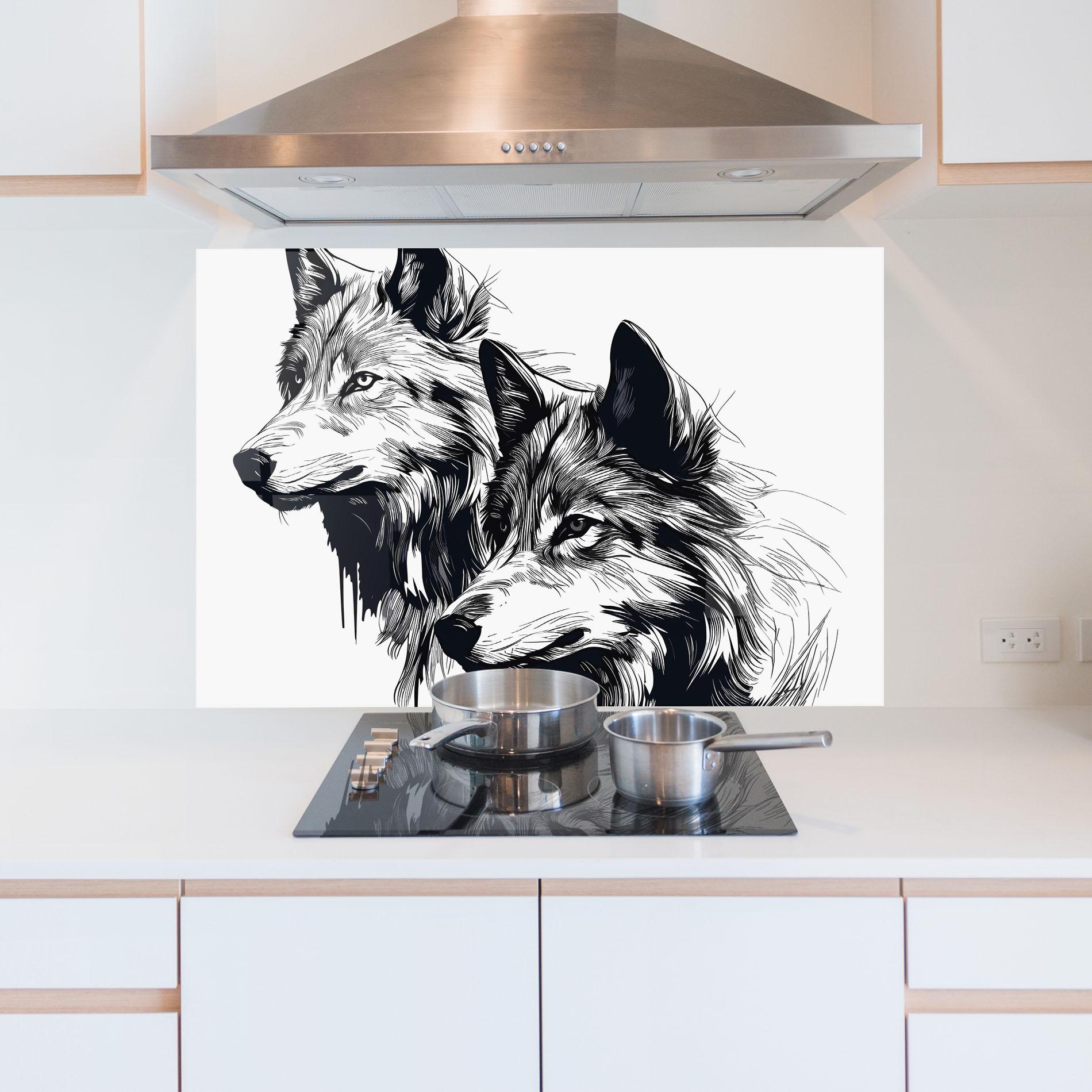 Küchenrückwand Glas Wolf Friends mockup 5