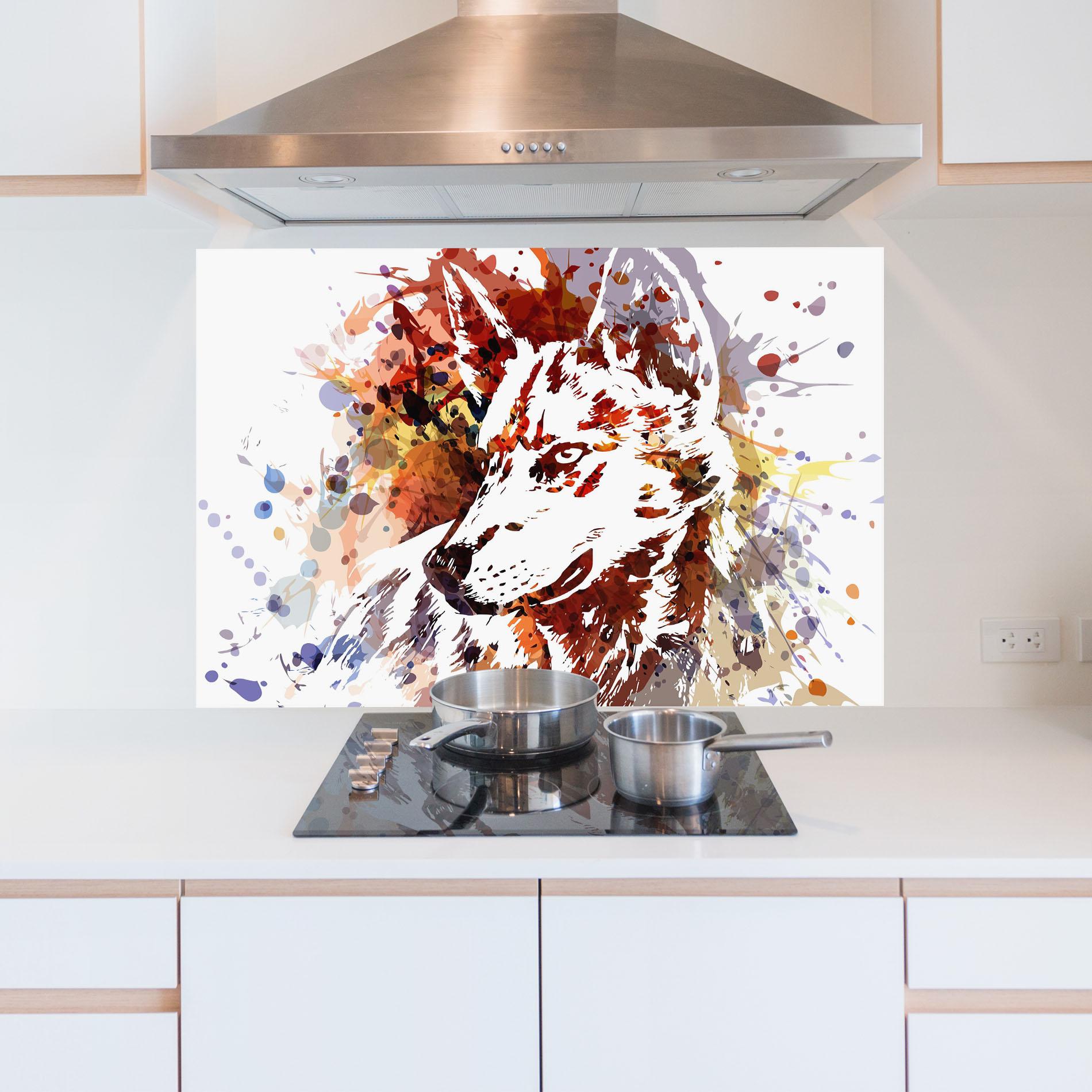 Küchenrückwand Glas Wolf Splash mockup 5
