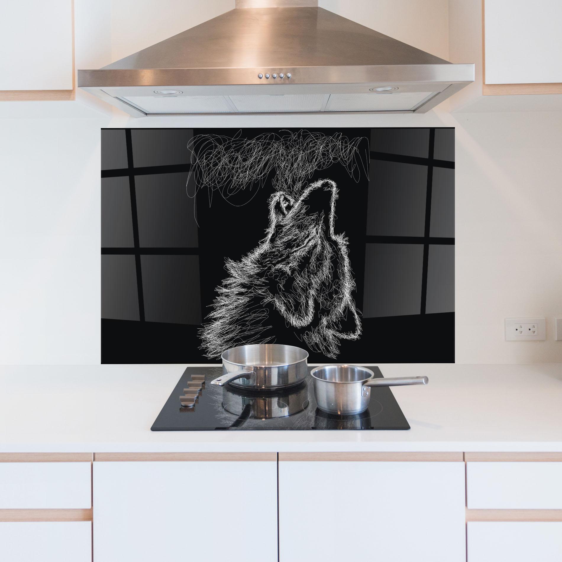 Küchenrückwand Glas Wolf White Line mockup 5