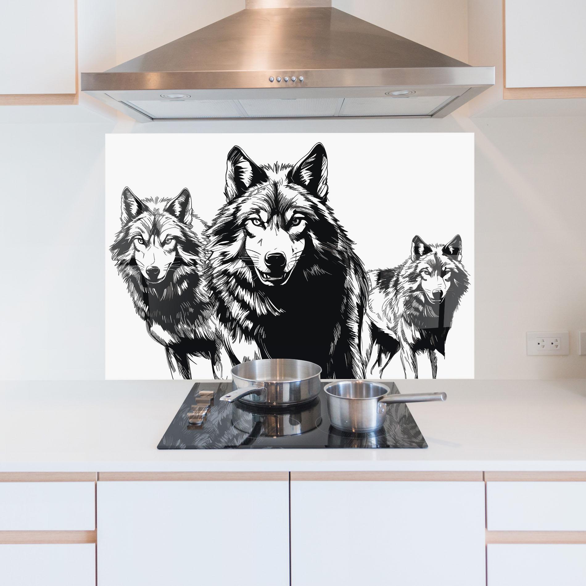 Küchenrückwand Glas Wolves mockup 5