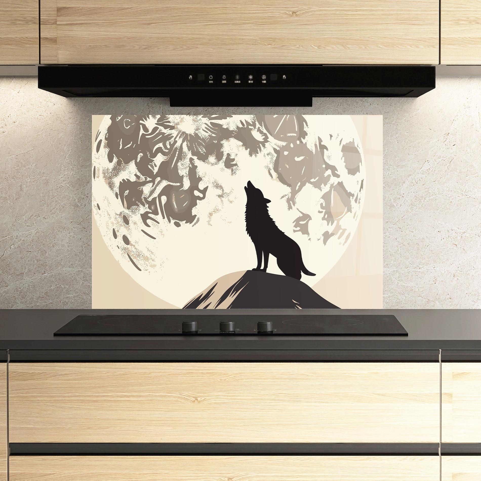 Küchenrückwand Glas Cream Moon Wolf mockup 3