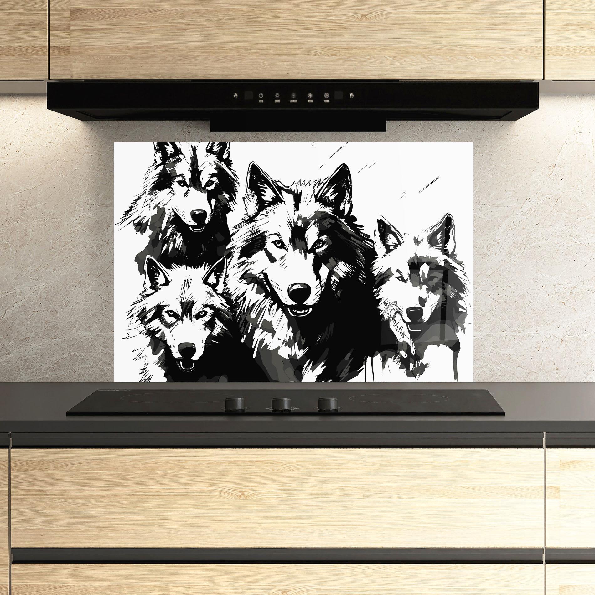 Küchenrückwand Glas Wolf Family mockup 3