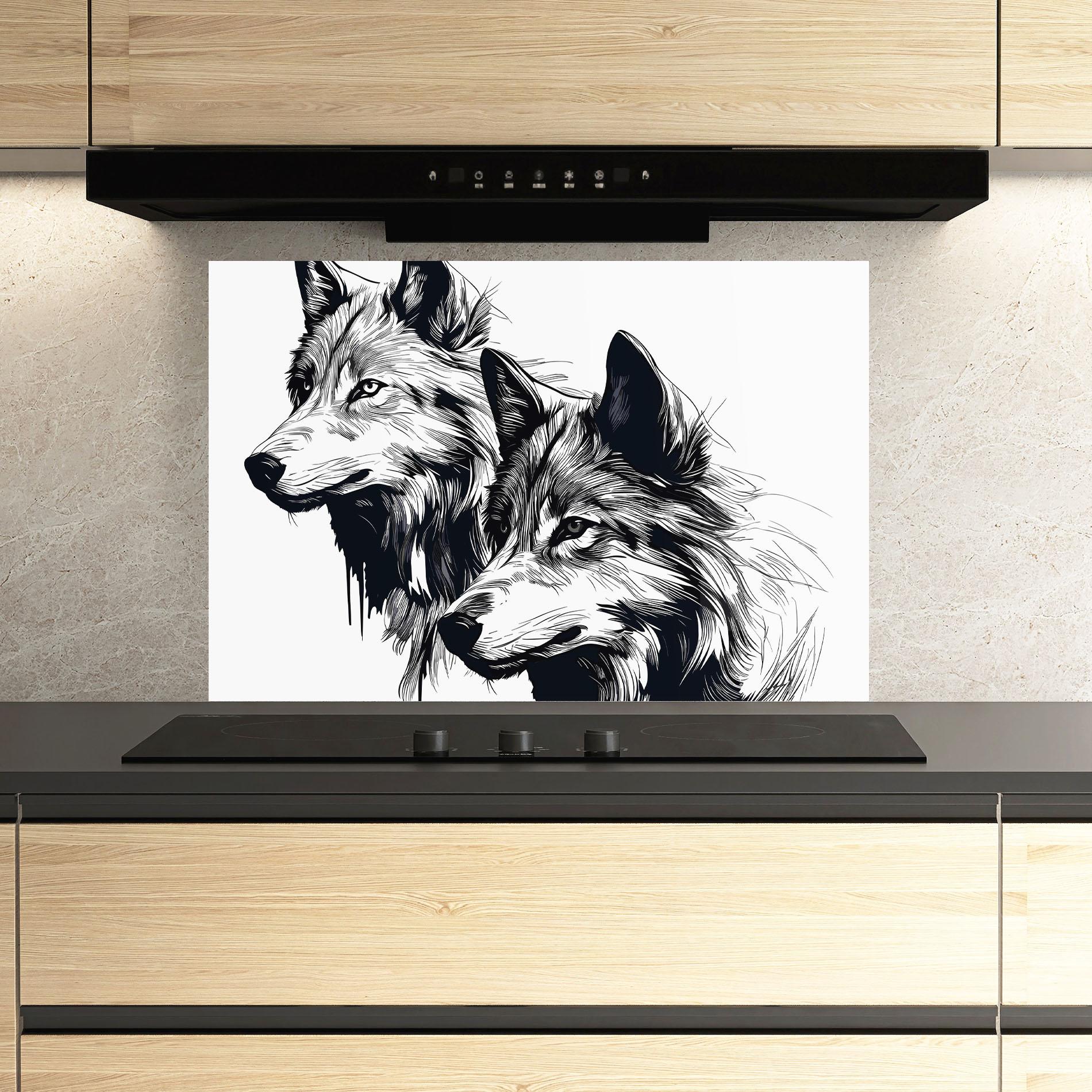 Küchenrückwand Glas Wolf Friends mockup 3