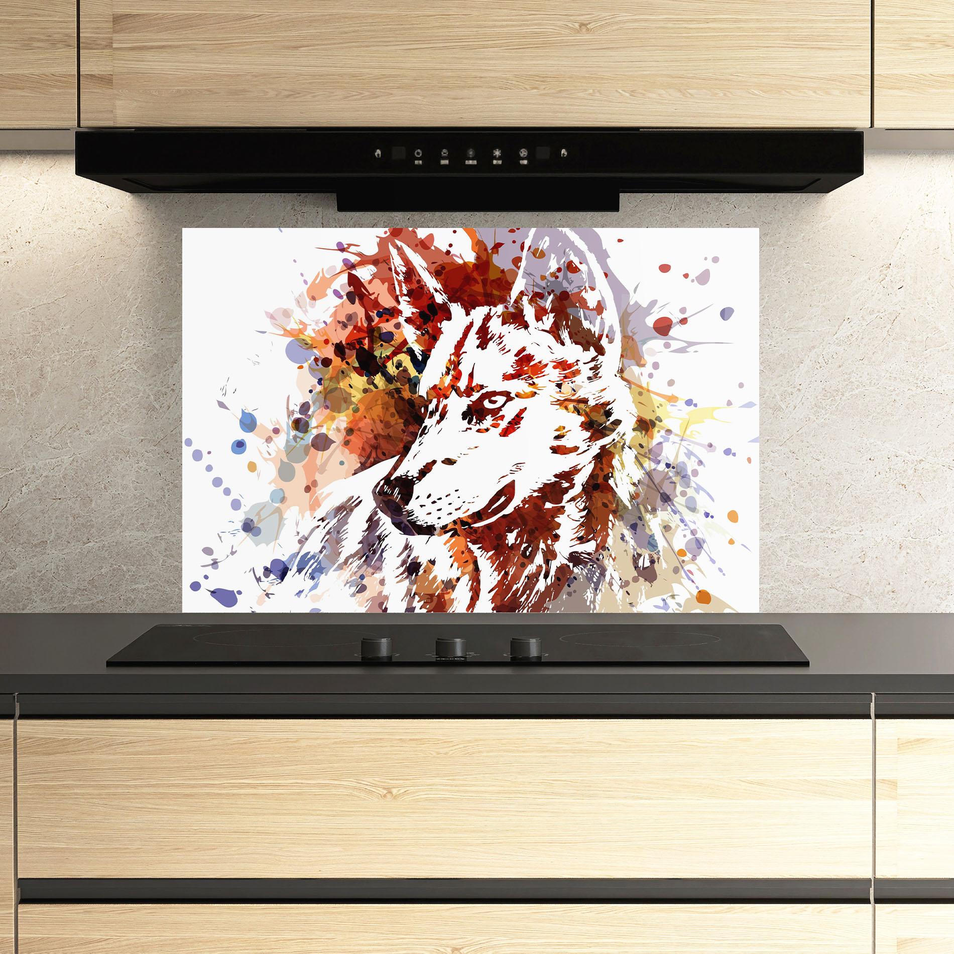 Küchenrückwand Glas Wolf Splash mockup 3