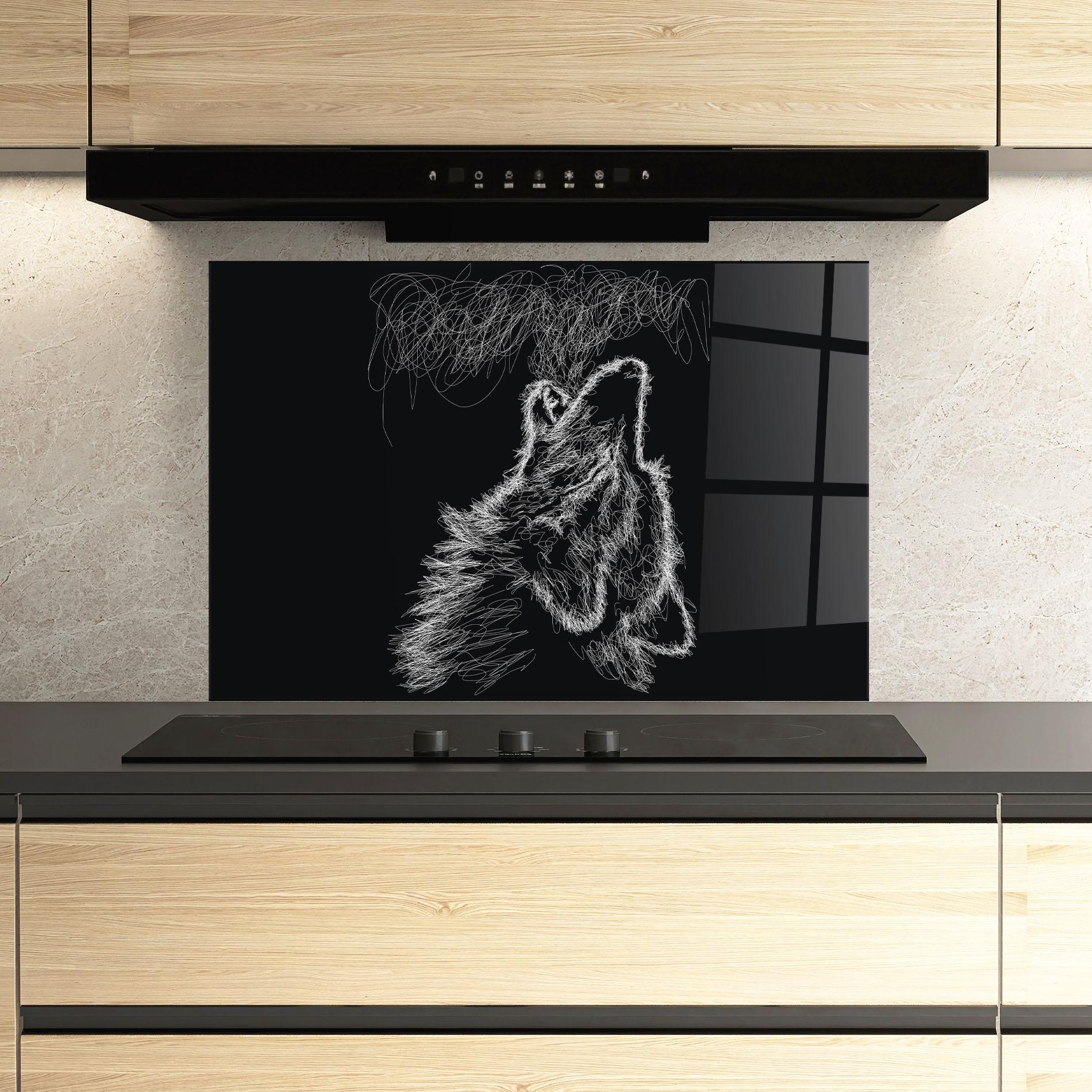 Küchenrückwand Glas Wolf White Line mockup 3