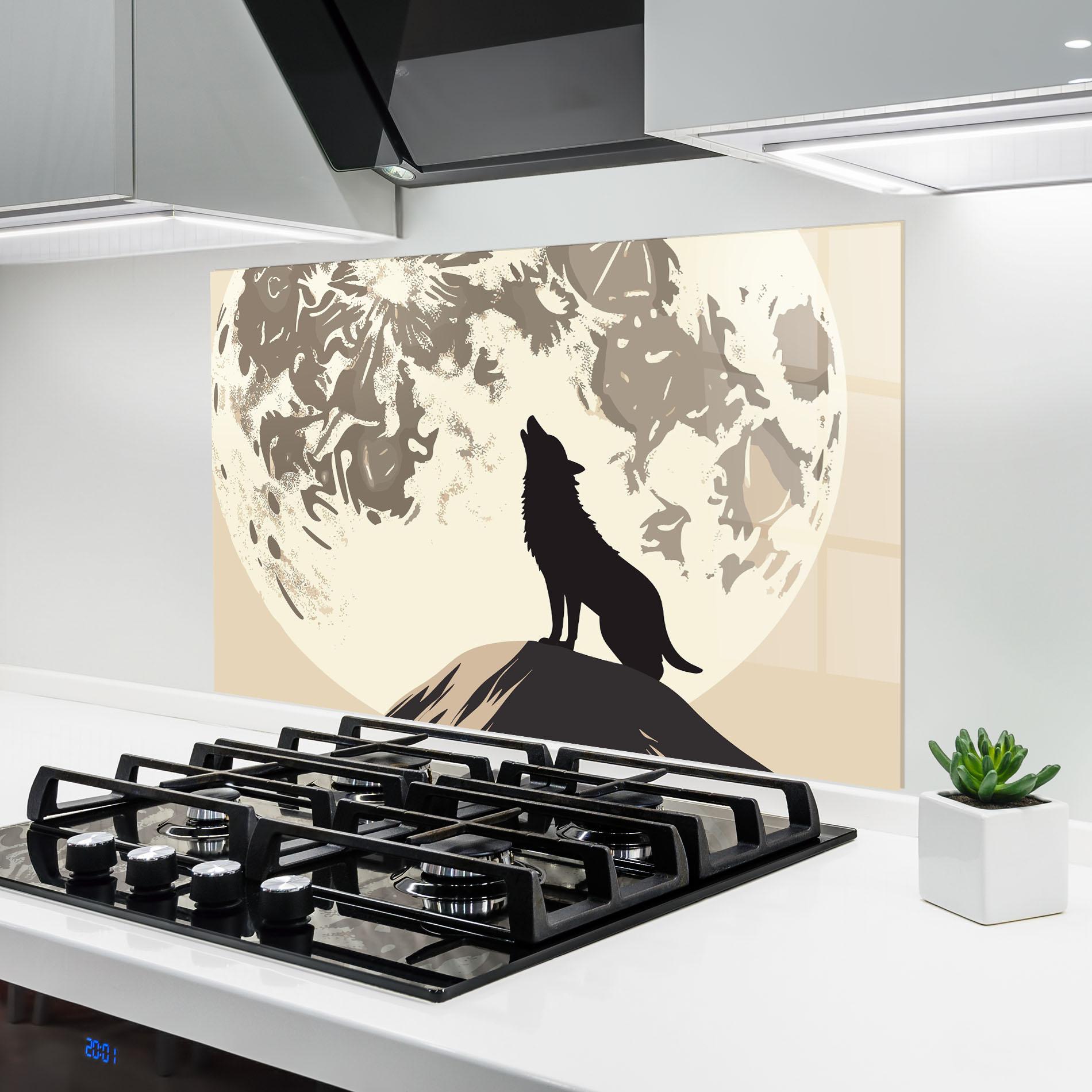 Küchenrückwand Glas Cream Moon Wolf mockup 6