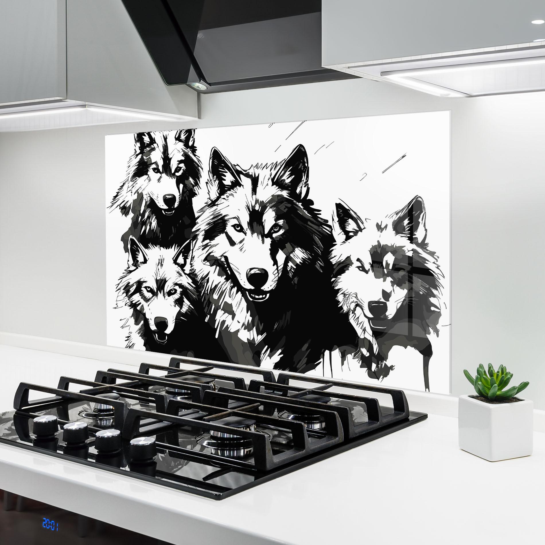 Küchenrückwand Glas Wolf Family mockup 6