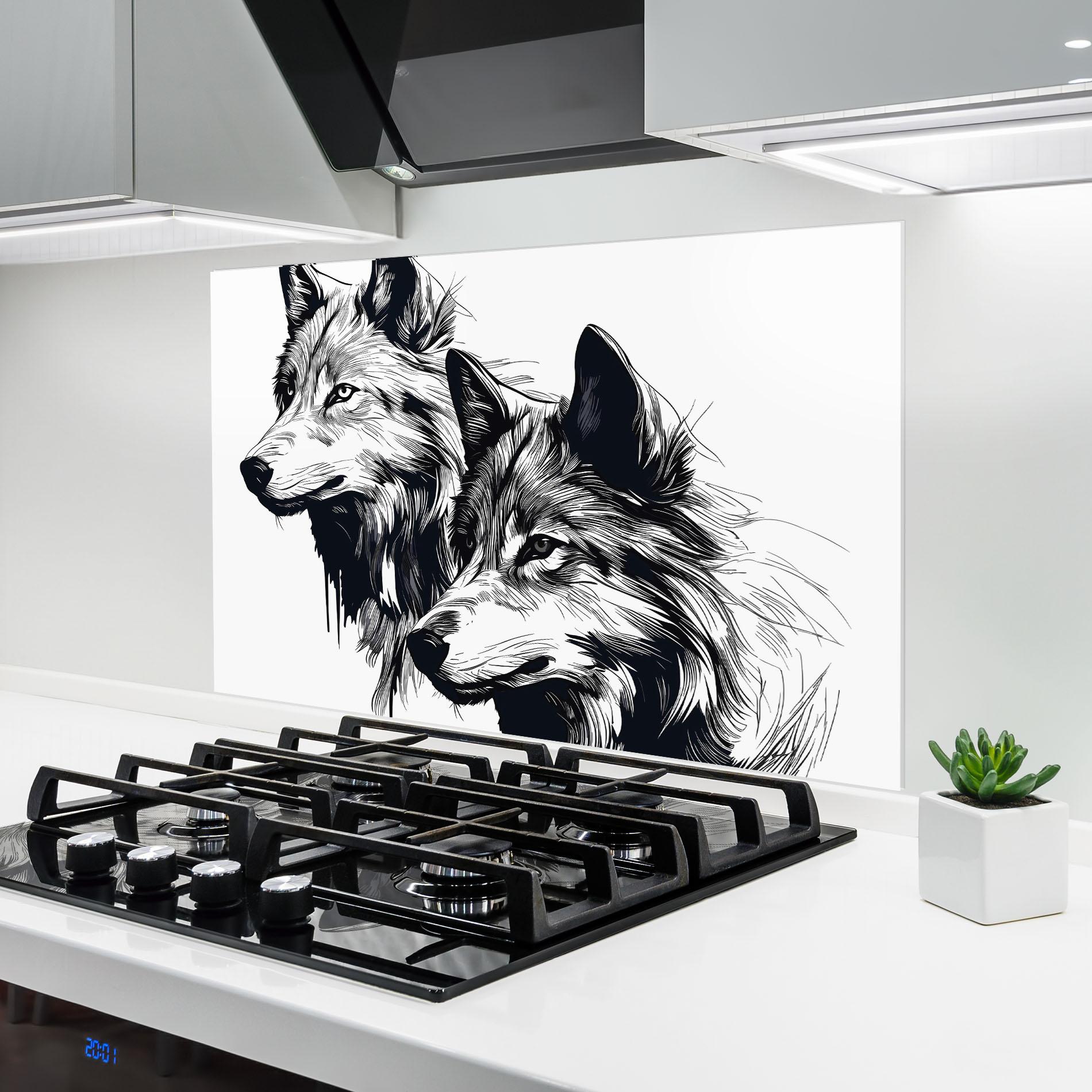 Küchenrückwand Glas Wolf Friends mockup 6